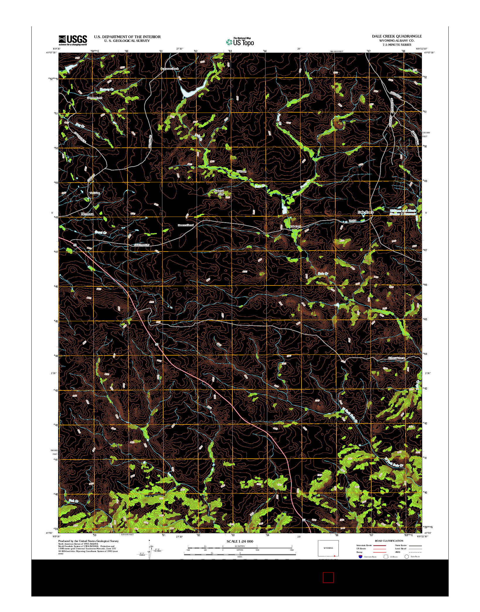 USGS US TOPO 7.5-MINUTE MAP FOR DALE CREEK, WY 2012