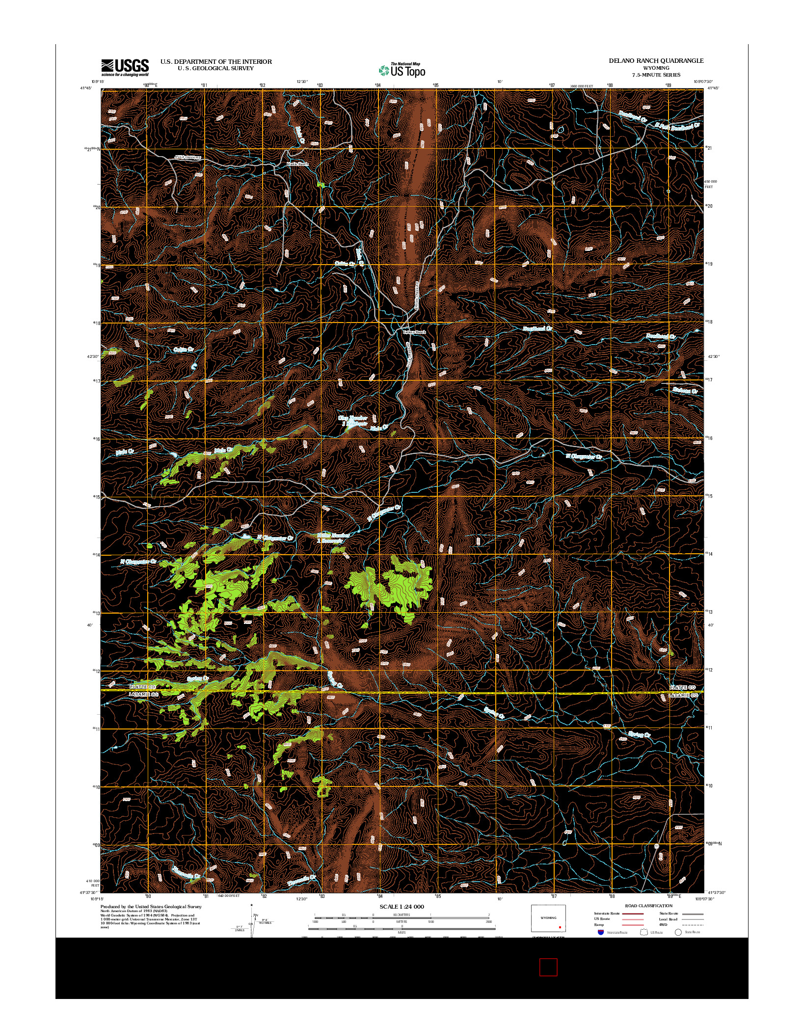 USGS US TOPO 7.5-MINUTE MAP FOR DELANO RANCH, WY 2012