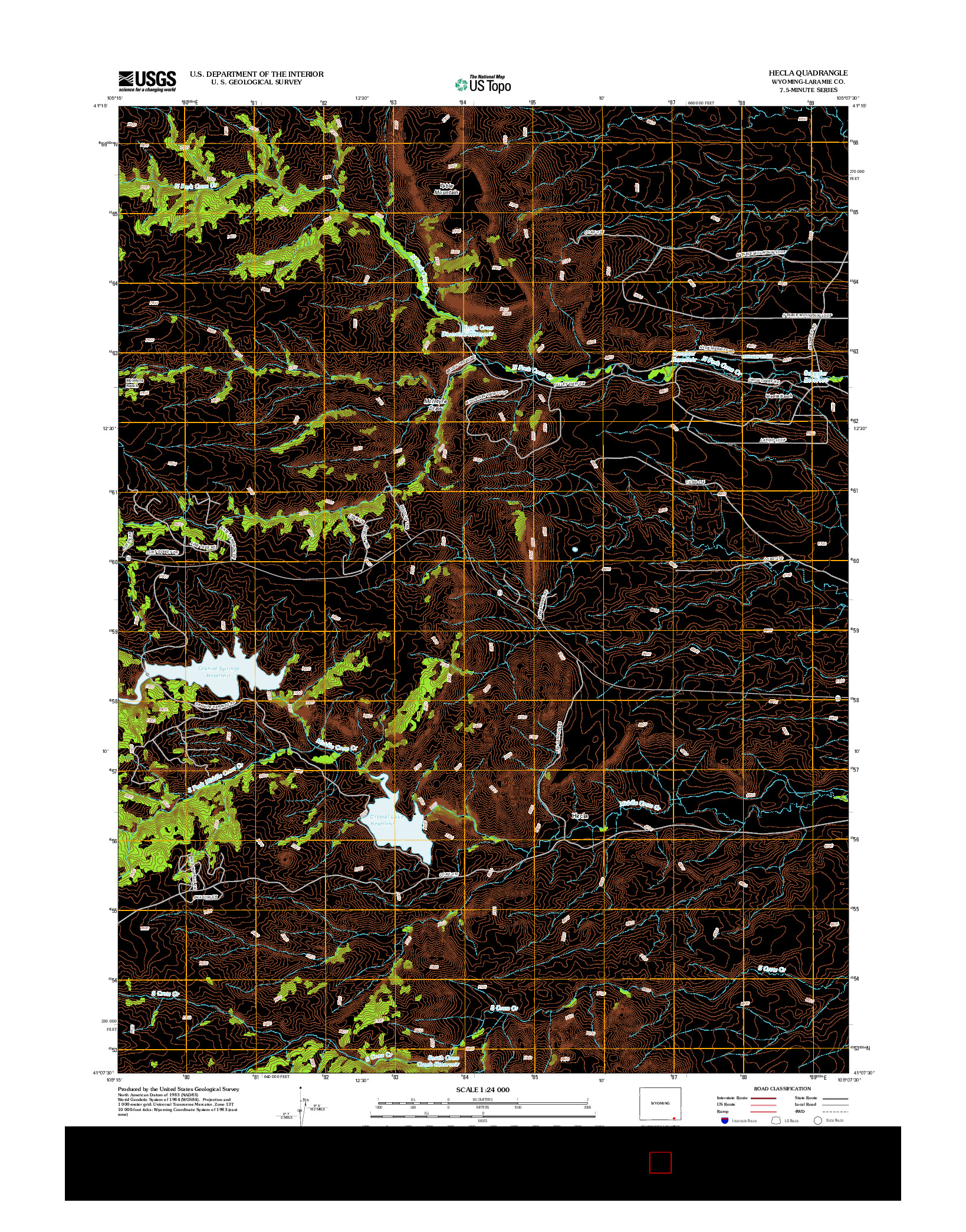 USGS US TOPO 7.5-MINUTE MAP FOR HECLA, WY 2012