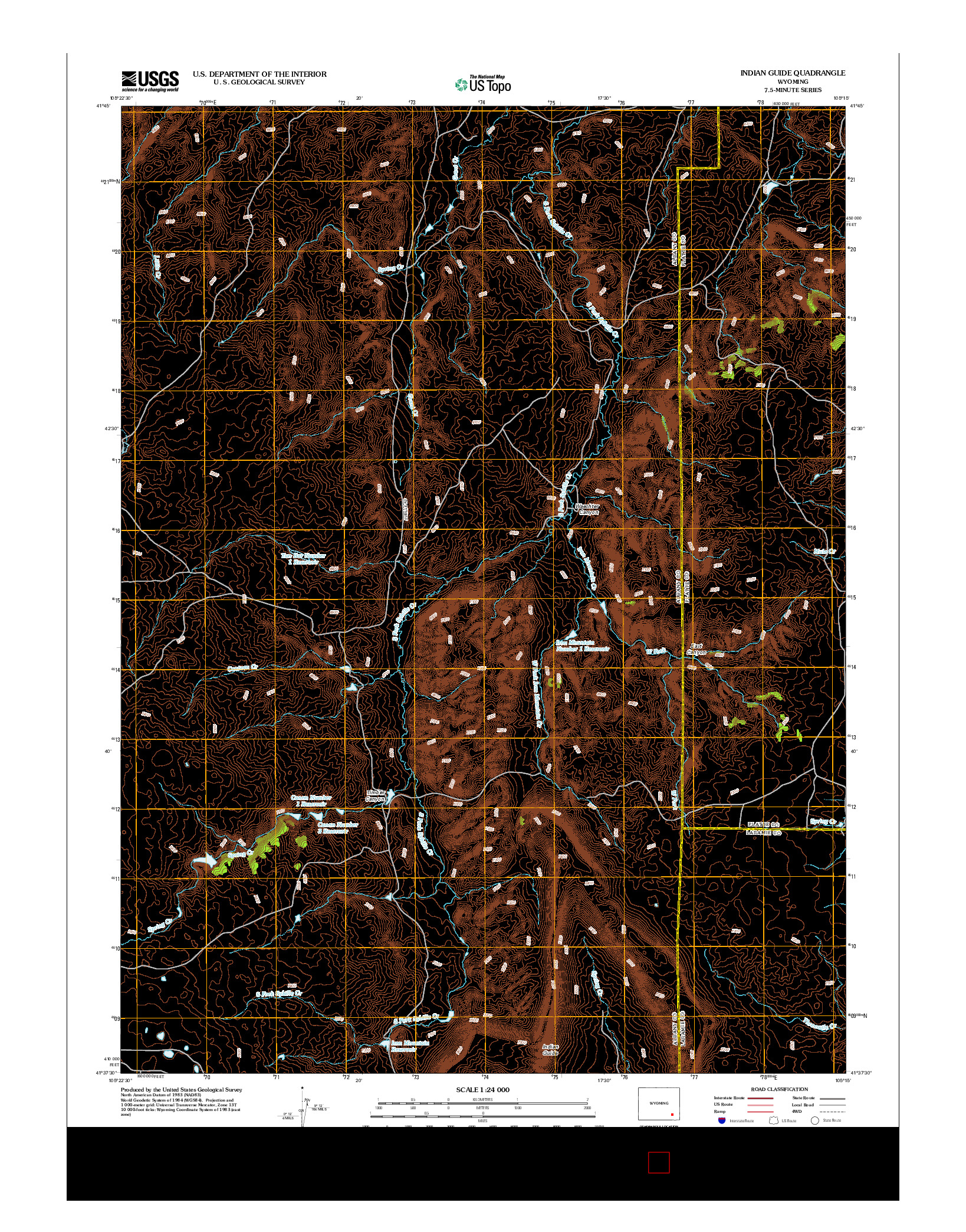 USGS US TOPO 7.5-MINUTE MAP FOR INDIAN GUIDE, WY 2012