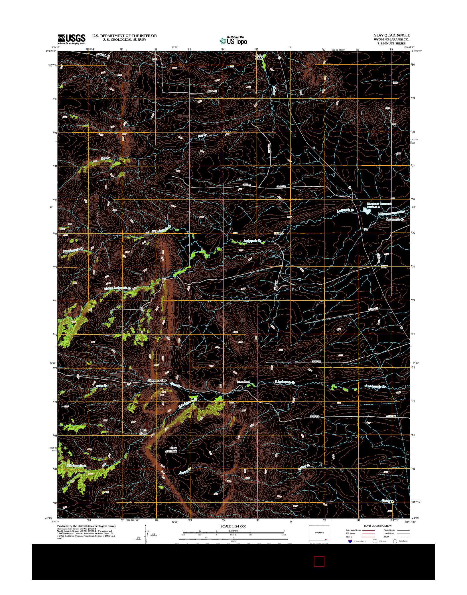 USGS US TOPO 7.5-MINUTE MAP FOR ISLAY, WY 2012