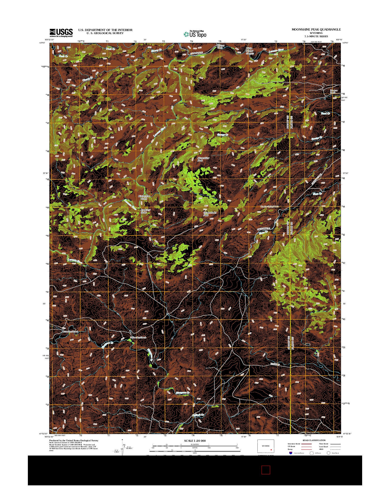 USGS US TOPO 7.5-MINUTE MAP FOR MOONSHINE PEAK, WY 2012