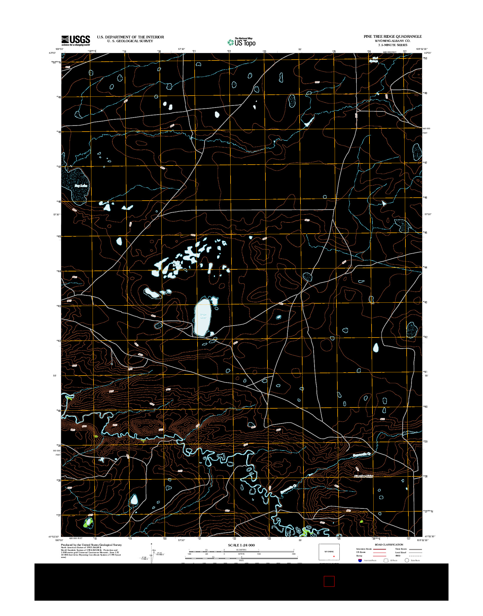 USGS US TOPO 7.5-MINUTE MAP FOR PINE TREE RIDGE, WY 2012