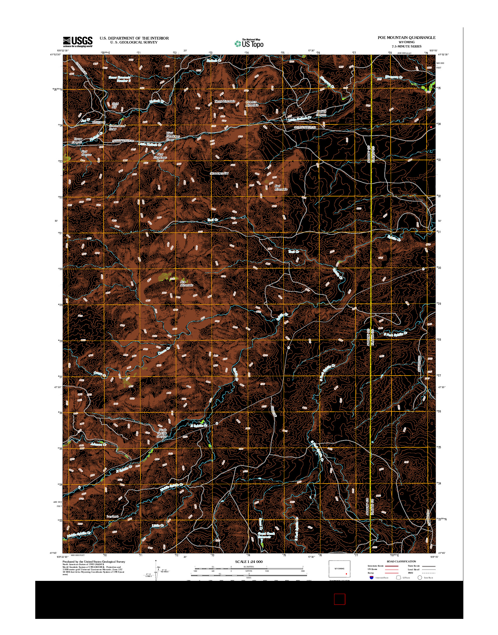 USGS US TOPO 7.5-MINUTE MAP FOR POE MOUNTAIN, WY 2012