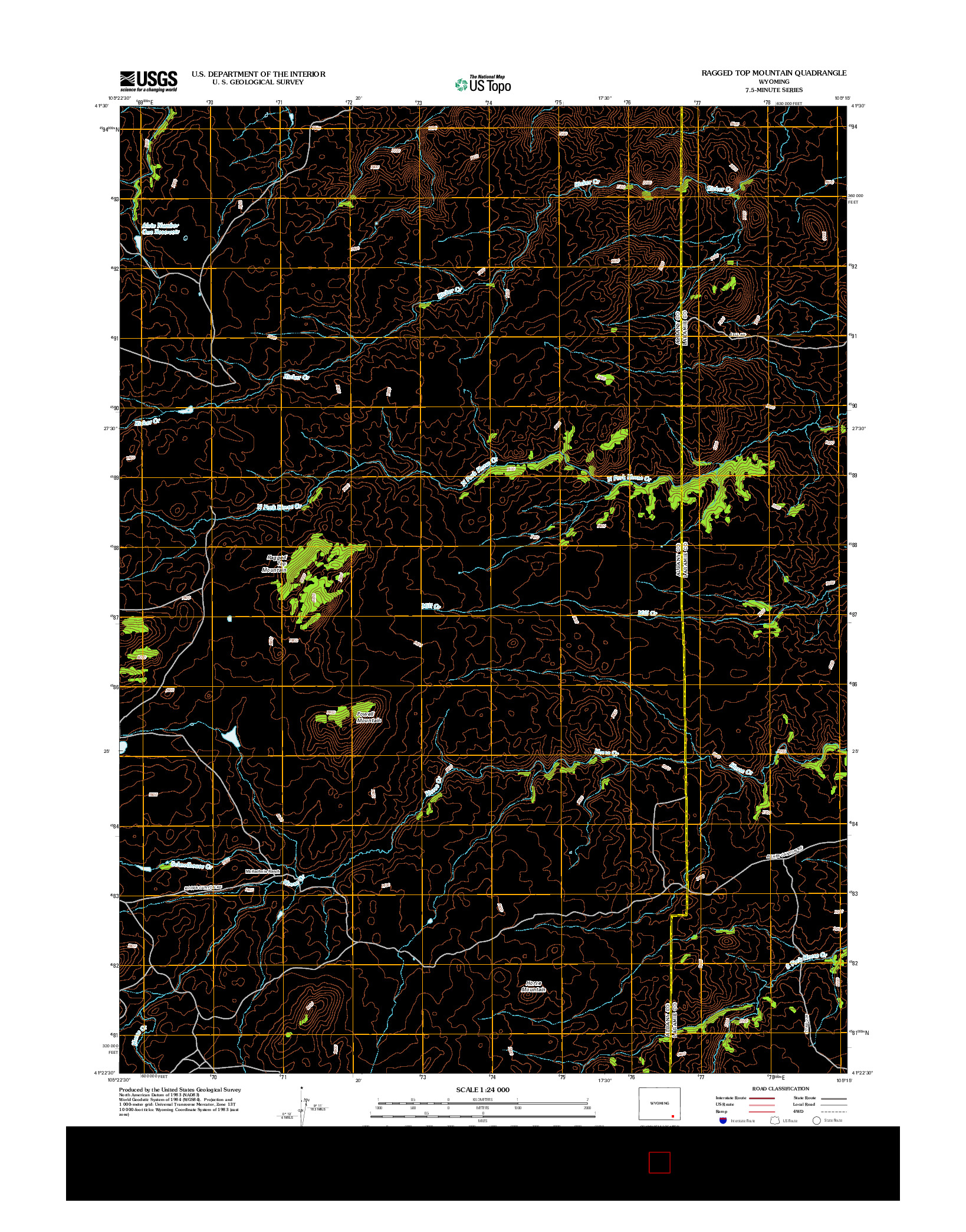 USGS US TOPO 7.5-MINUTE MAP FOR RAGGED TOP MOUNTAIN, WY 2012