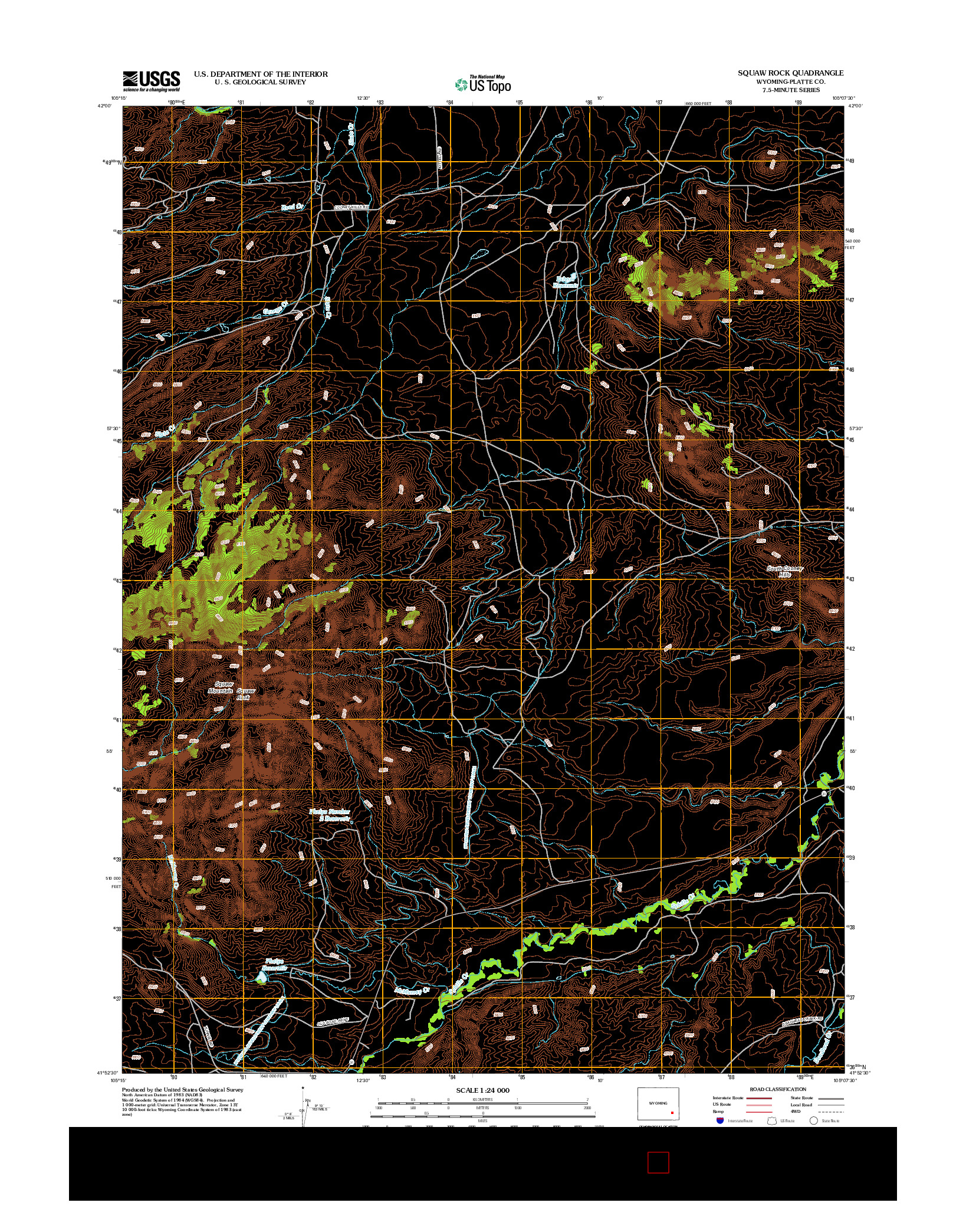USGS US TOPO 7.5-MINUTE MAP FOR SQUAW ROCK, WY 2012