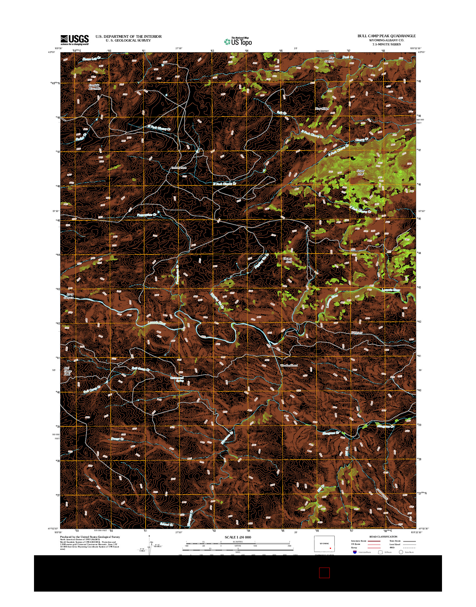 USGS US TOPO 7.5-MINUTE MAP FOR BULL CAMP PEAK, WY 2012