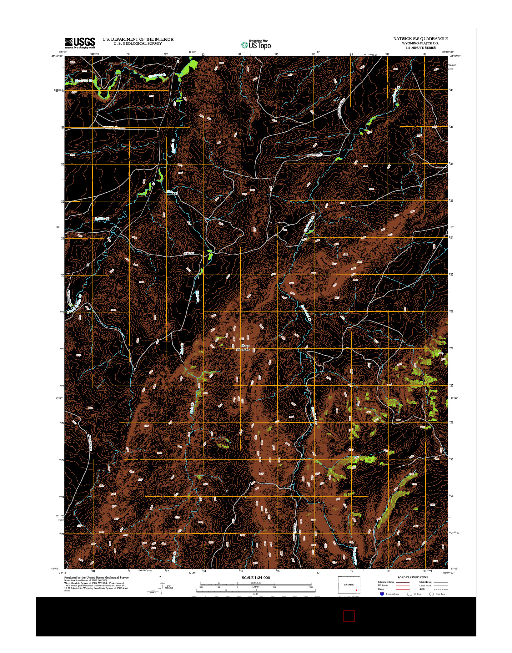 USGS US TOPO 7.5-MINUTE MAP FOR NATWICK SW, WY 2012