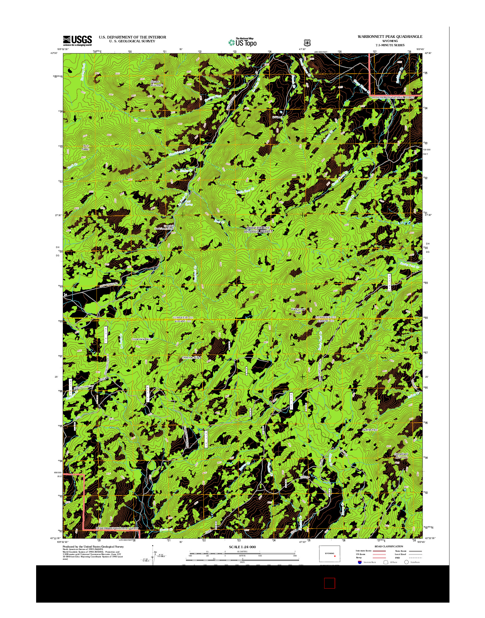 USGS US TOPO 7.5-MINUTE MAP FOR WARBONNETT PEAK, WY 2012