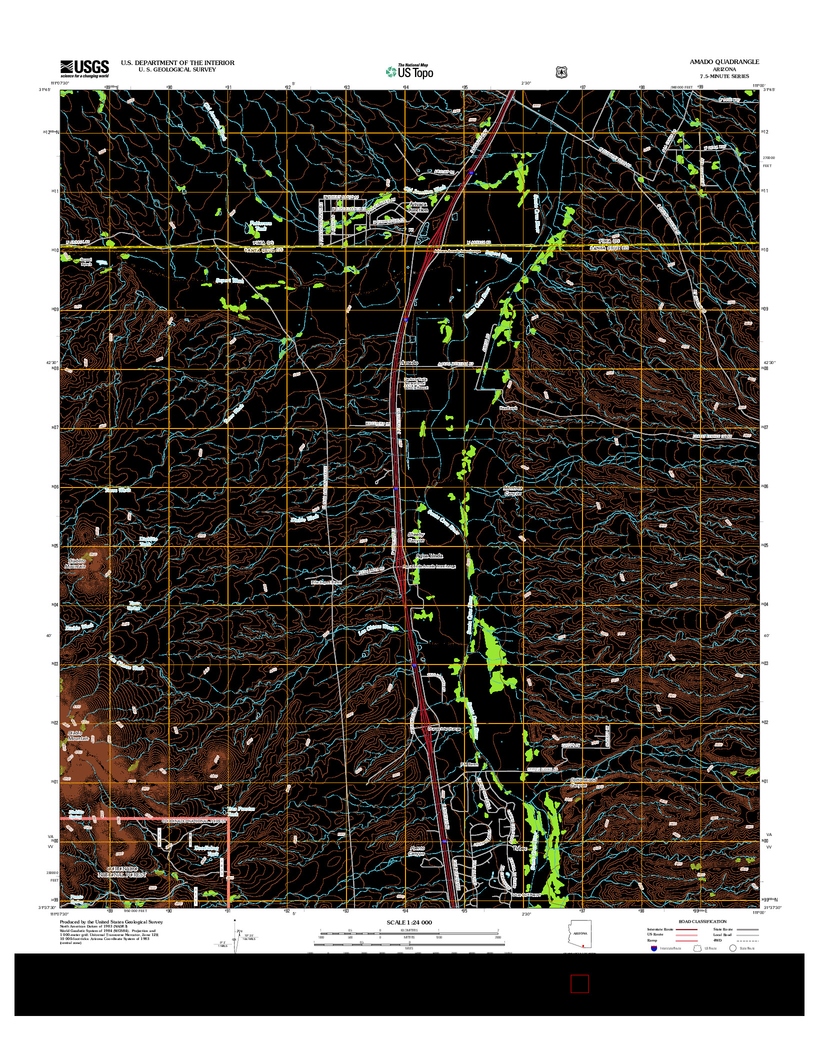 USGS US TOPO 7.5-MINUTE MAP FOR AMADO, AZ 2012