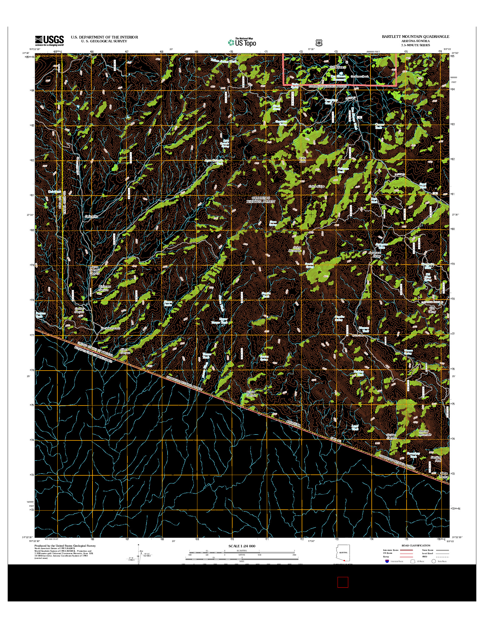 USGS US TOPO 7.5-MINUTE MAP FOR BARTLETT MOUNTAIN, AZ-SON 2012