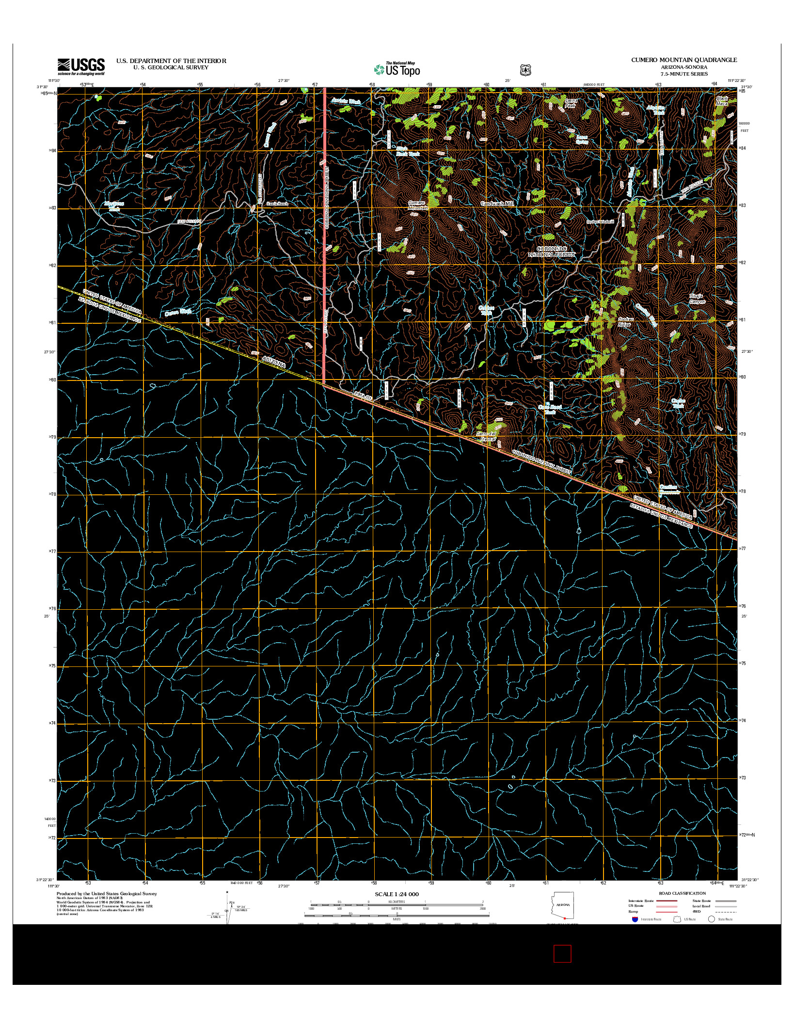 USGS US TOPO 7.5-MINUTE MAP FOR CUMERO MOUNTAIN, AZ-SON 2012