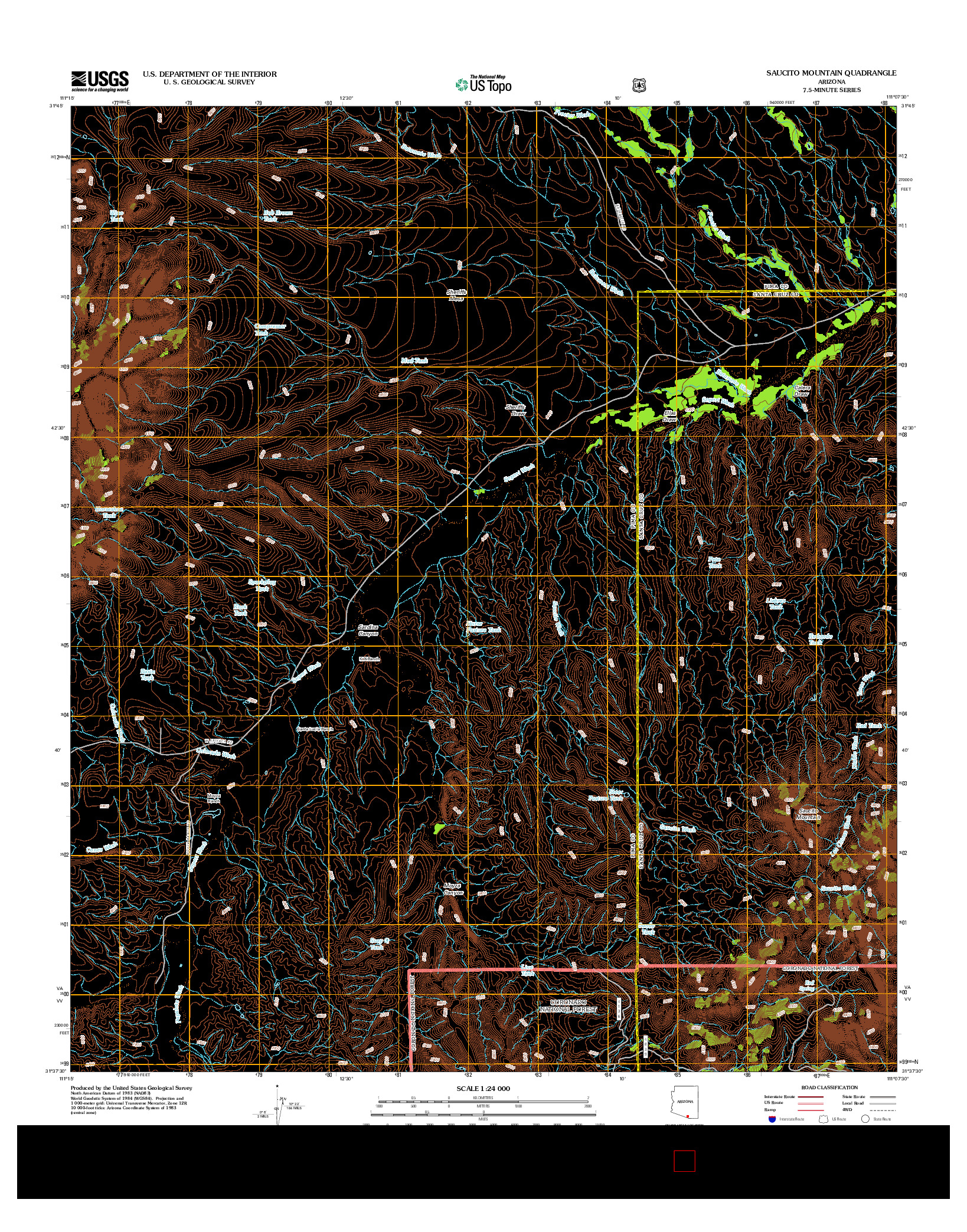 USGS US TOPO 7.5-MINUTE MAP FOR SAUCITO MOUNTAIN, AZ 2012