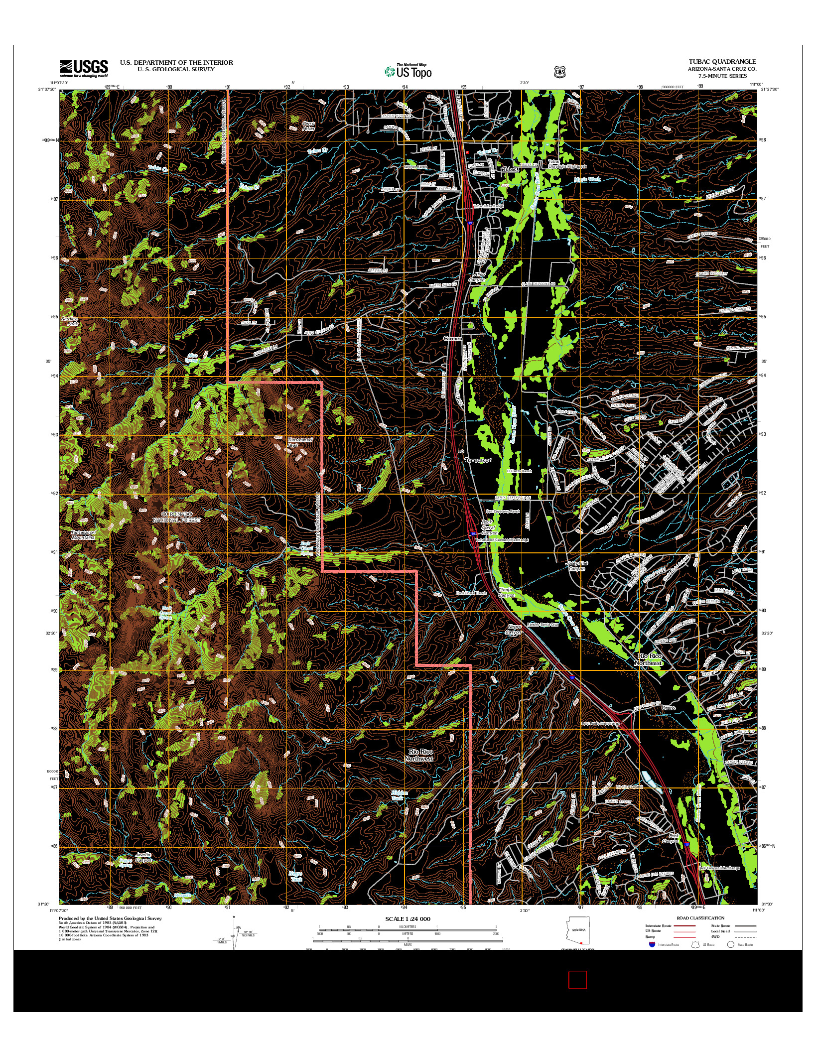USGS US TOPO 7.5-MINUTE MAP FOR TUBAC, AZ 2012