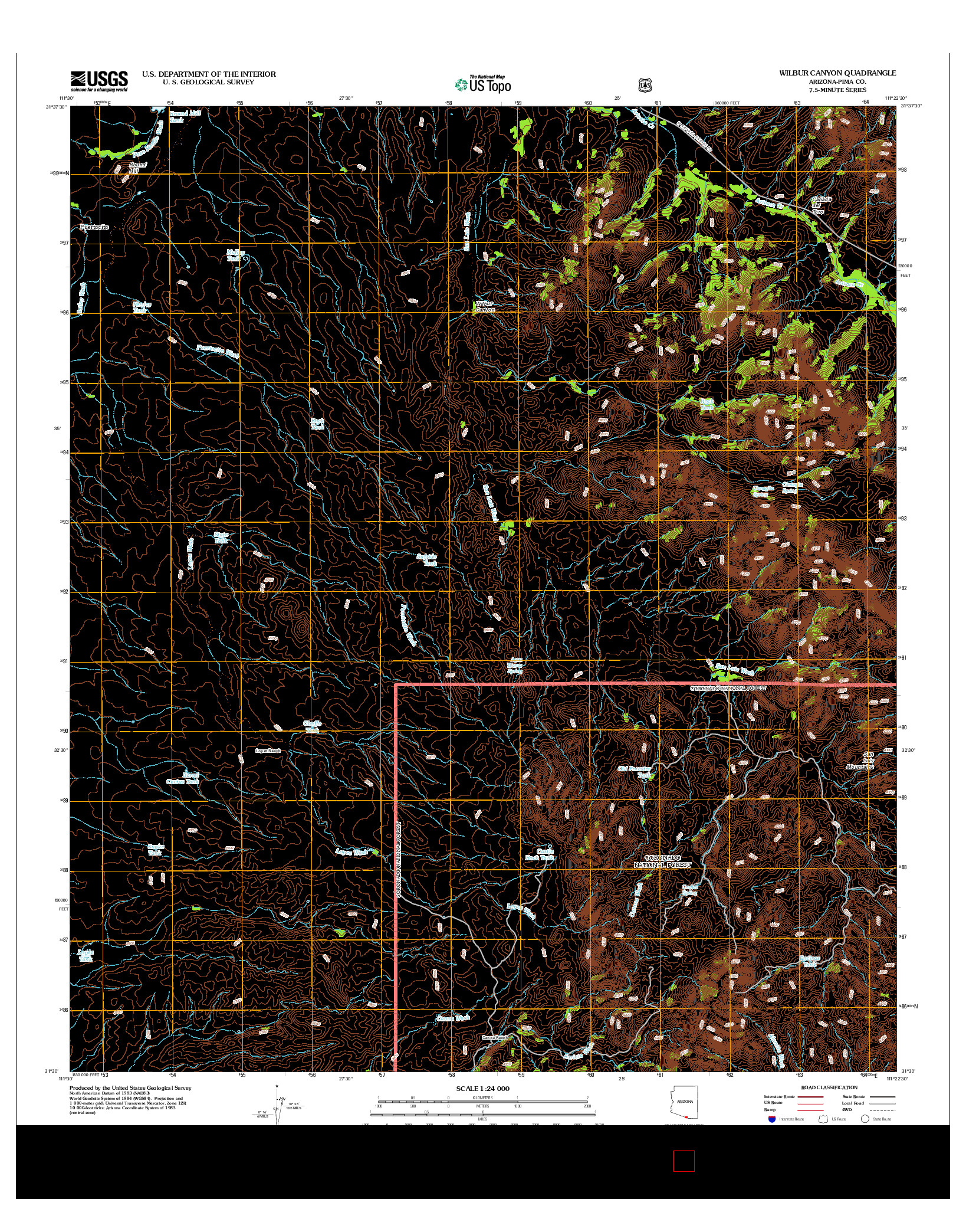 USGS US TOPO 7.5-MINUTE MAP FOR WILBUR CANYON, AZ 2012