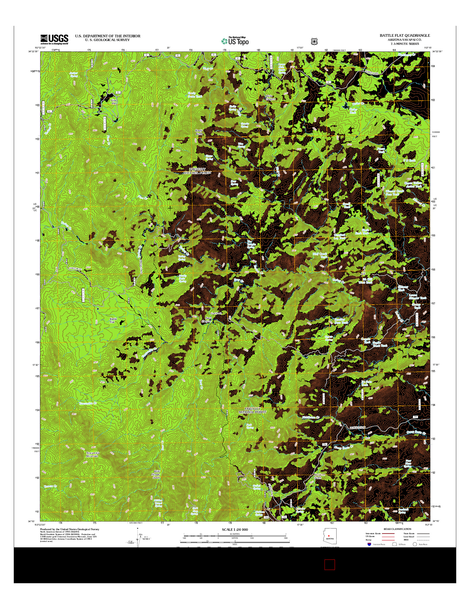 USGS US TOPO 7.5-MINUTE MAP FOR BATTLE FLAT, AZ 2012