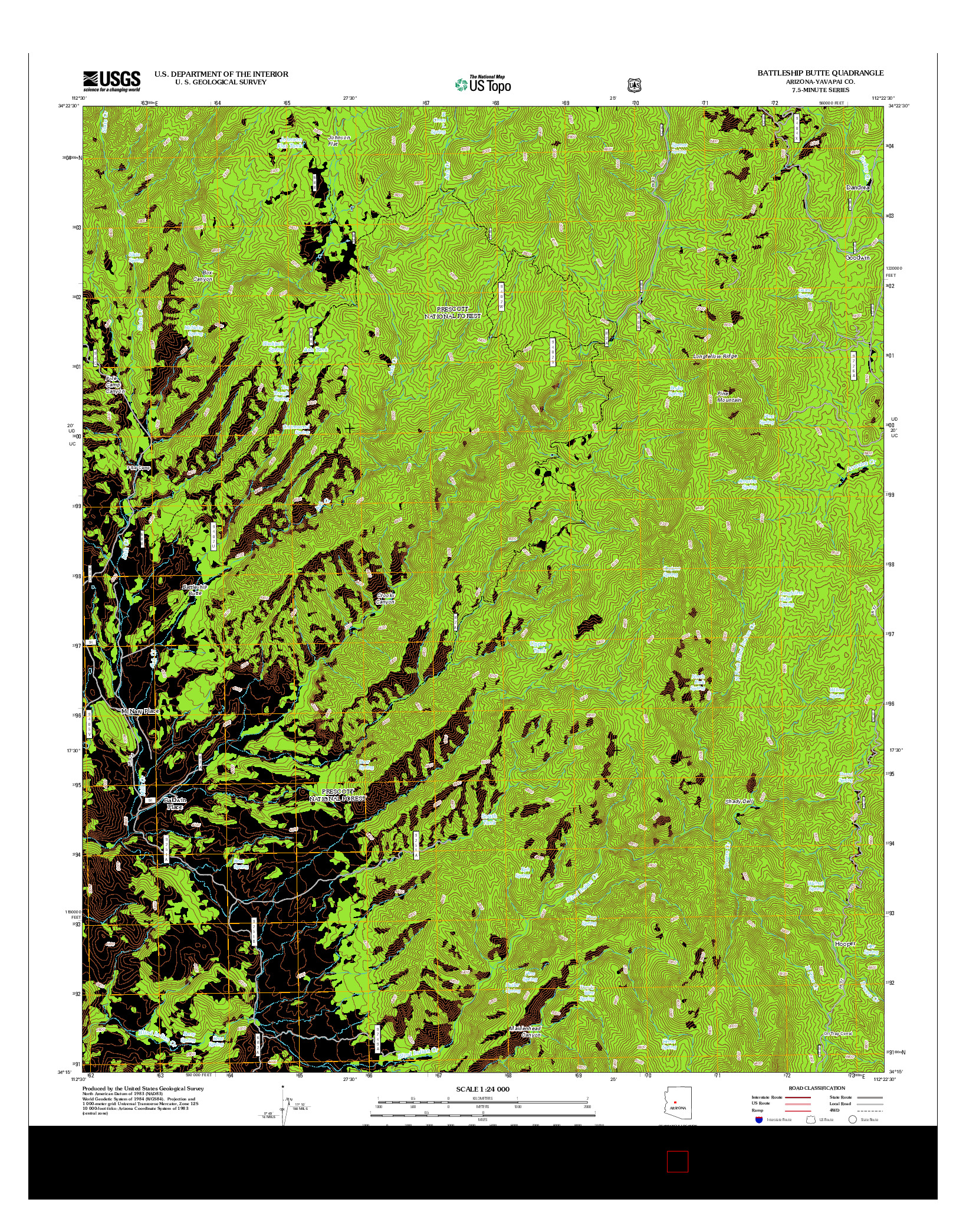 USGS US TOPO 7.5-MINUTE MAP FOR BATTLESHIP BUTTE, AZ 2012