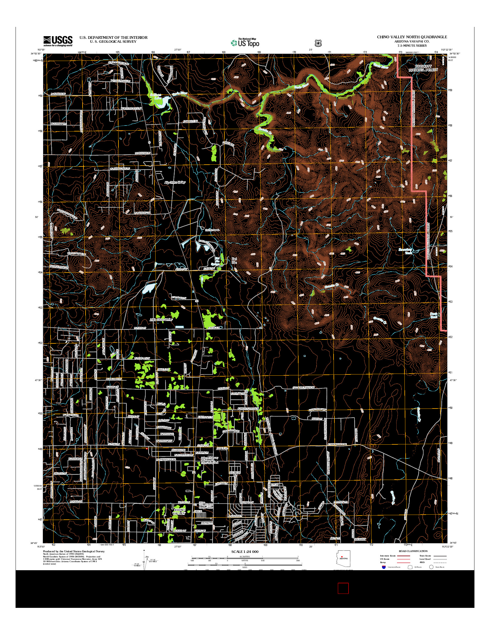 USGS US TOPO 7.5-MINUTE MAP FOR CHINO VALLEY NORTH, AZ 2012