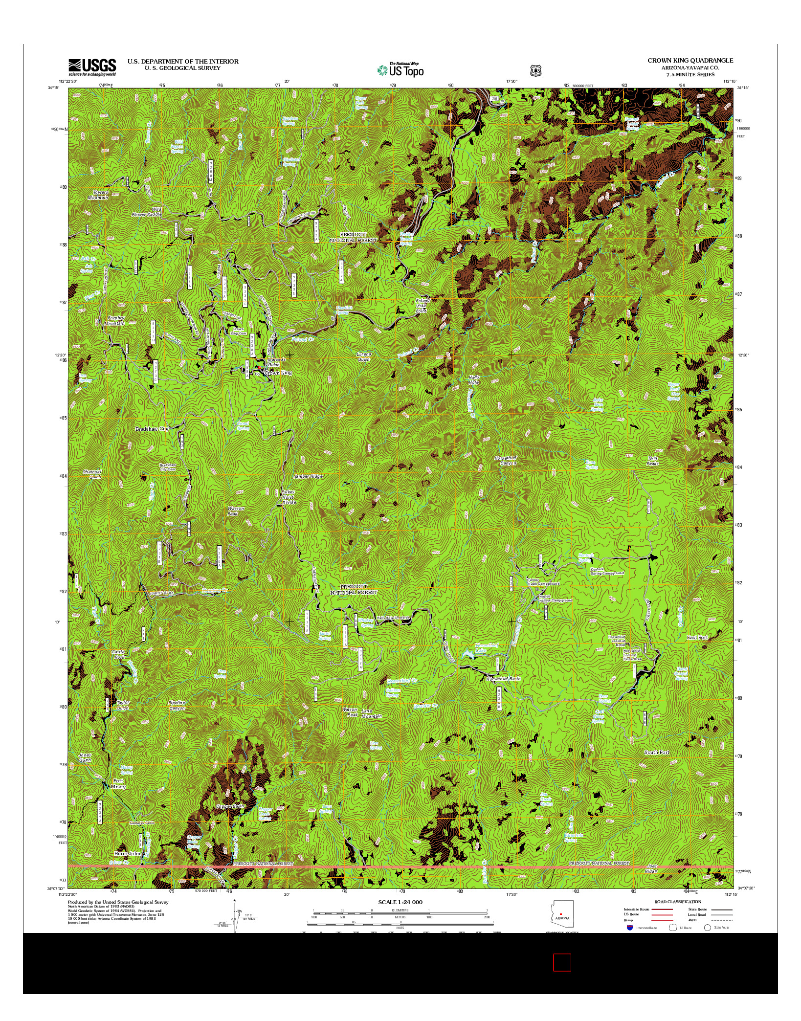 USGS US TOPO 7.5-MINUTE MAP FOR CROWN KING, AZ 2012