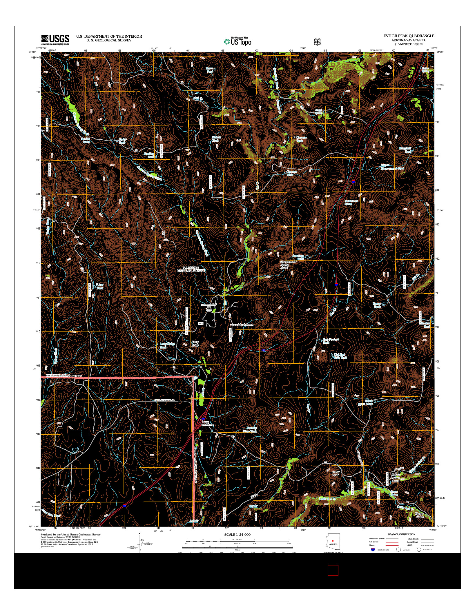 USGS US TOPO 7.5-MINUTE MAP FOR ESTLER PEAK, AZ 2012