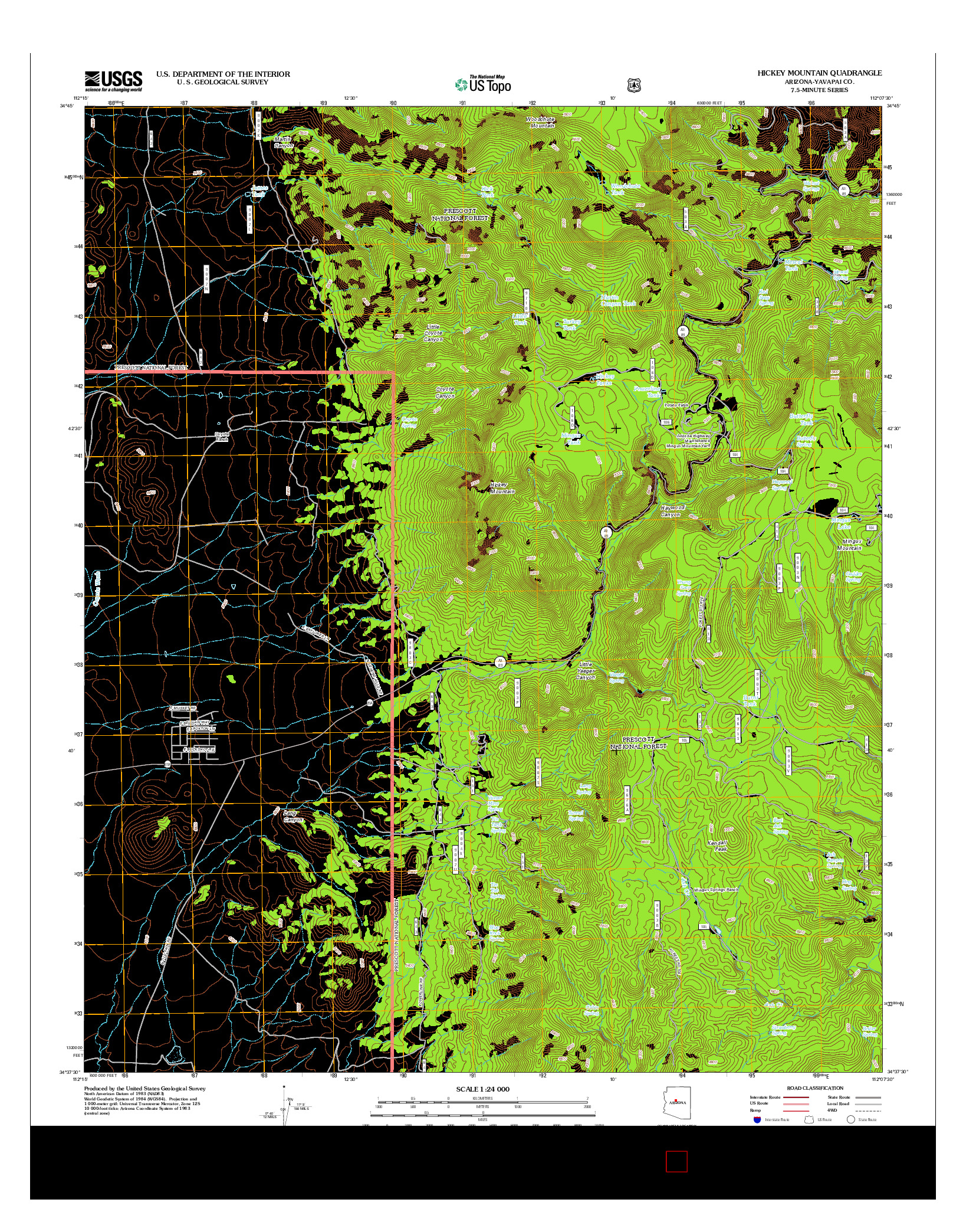 USGS US TOPO 7.5-MINUTE MAP FOR HICKEY MOUNTAIN, AZ 2012