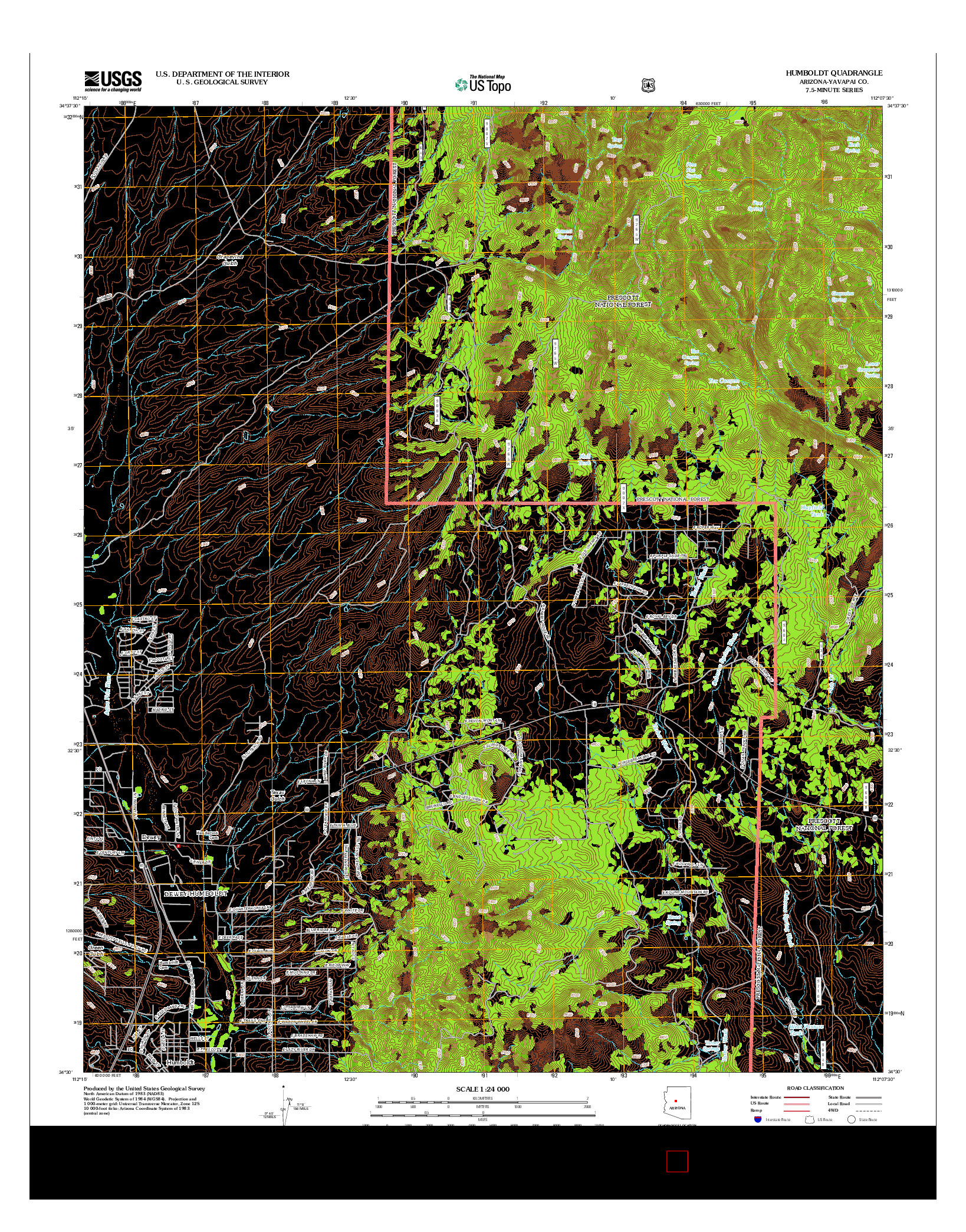 USGS US TOPO 7.5-MINUTE MAP FOR HUMBOLDT, AZ 2012