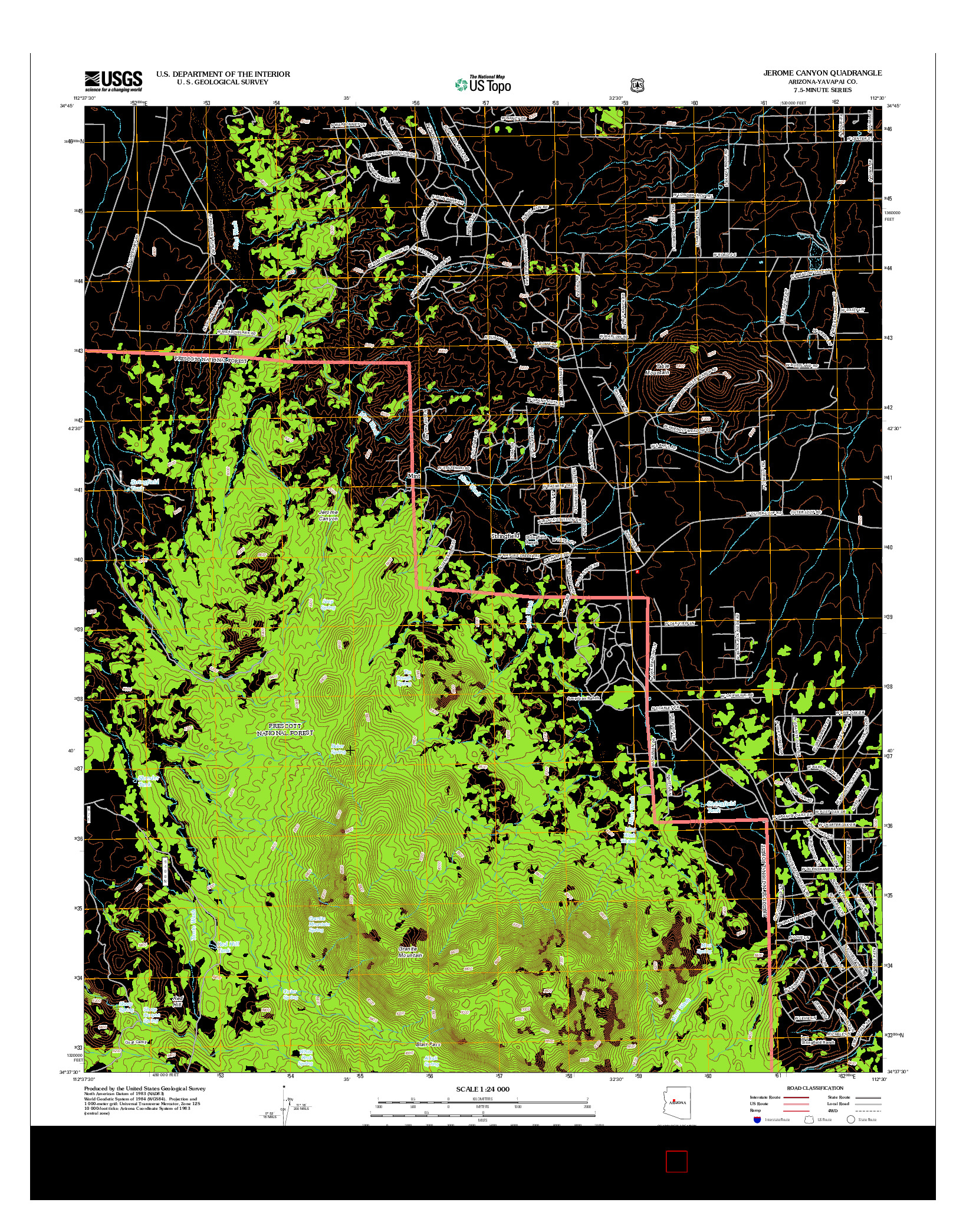 USGS US TOPO 7.5-MINUTE MAP FOR JEROME CANYON, AZ 2012