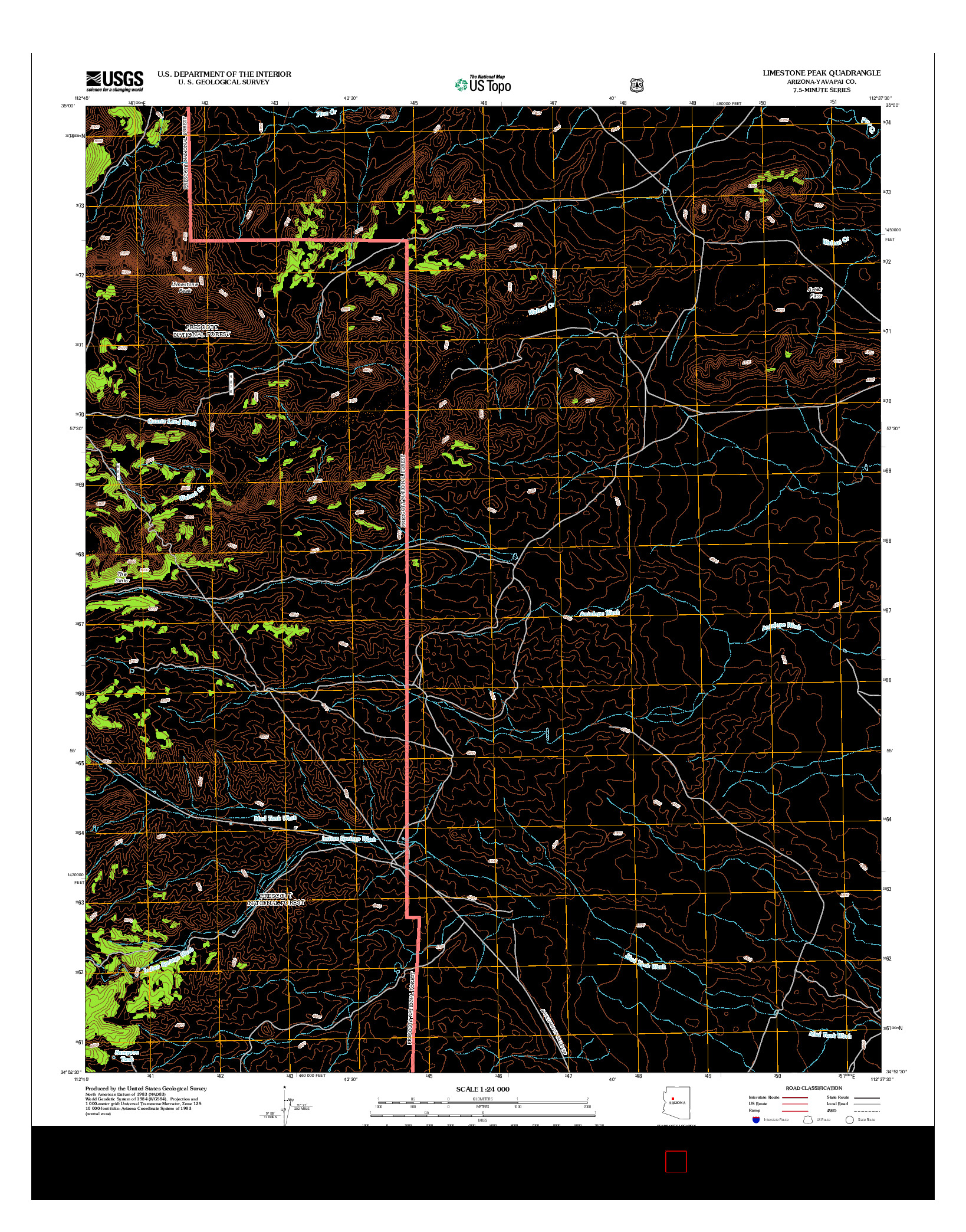 USGS US TOPO 7.5-MINUTE MAP FOR LIMESTONE PEAK, AZ 2012
