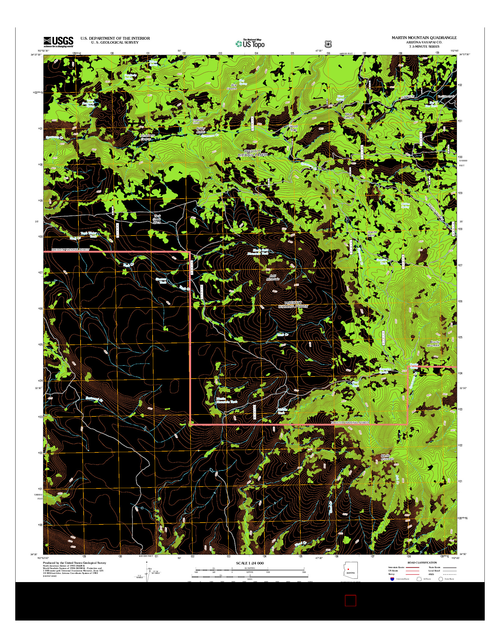 USGS US TOPO 7.5-MINUTE MAP FOR MARTIN MOUNTAIN, AZ 2012