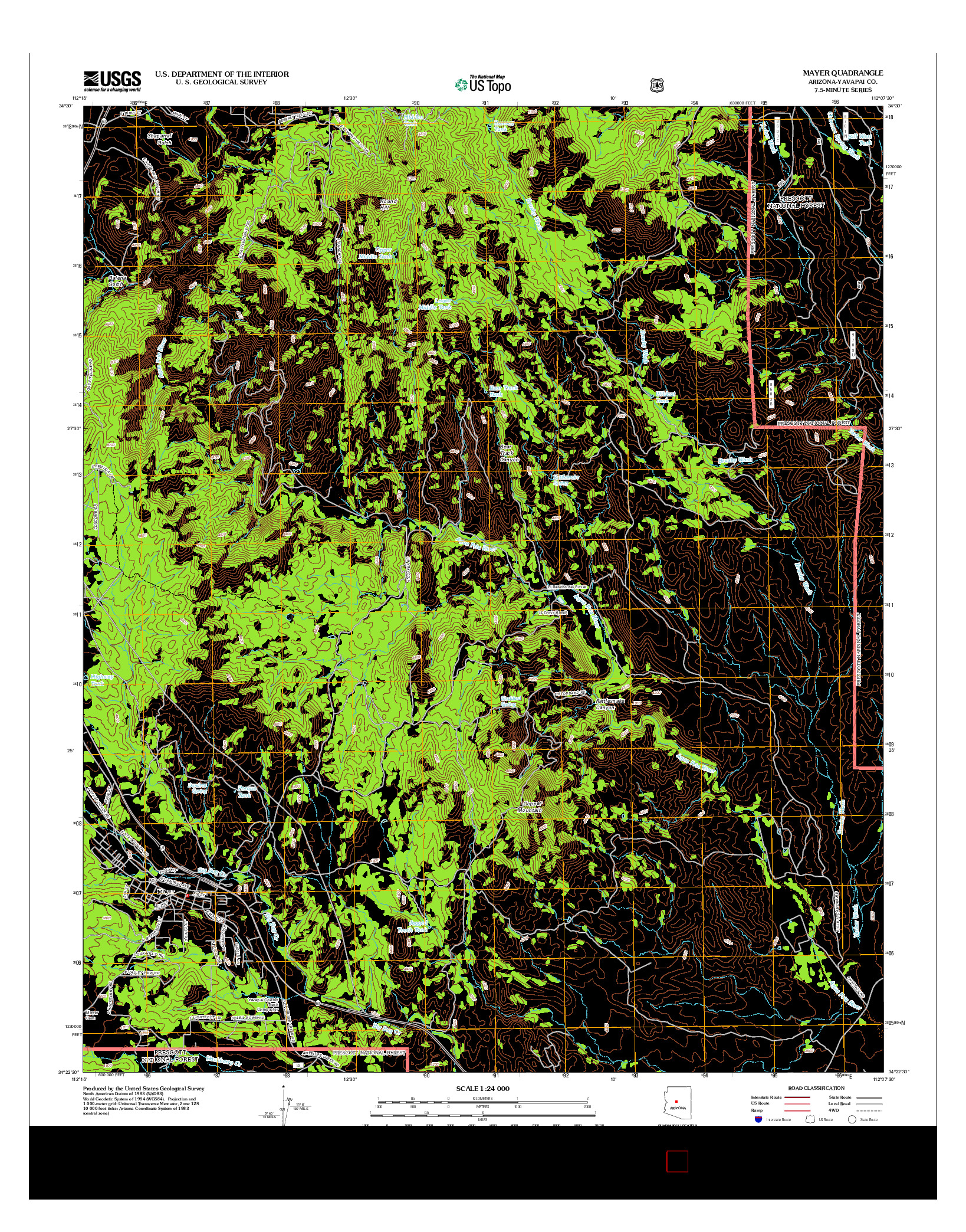 USGS US TOPO 7.5-MINUTE MAP FOR MAYER, AZ 2012