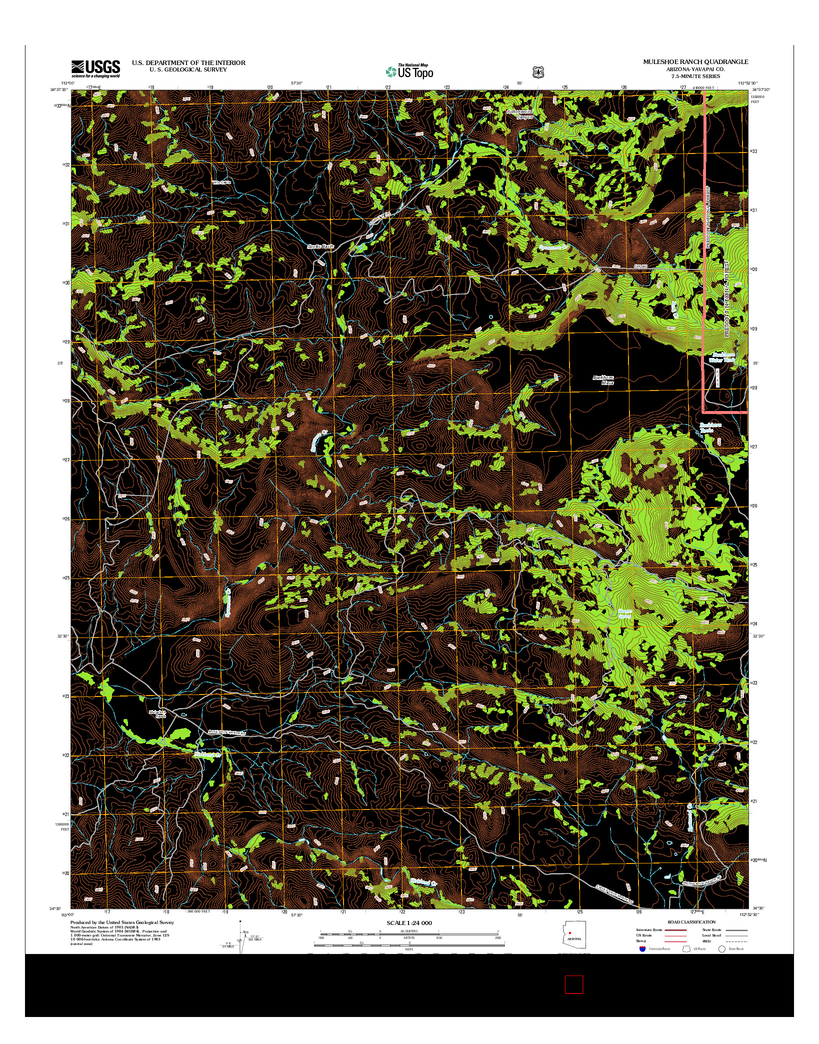 USGS US TOPO 7.5-MINUTE MAP FOR MULESHOE RANCH, AZ 2012