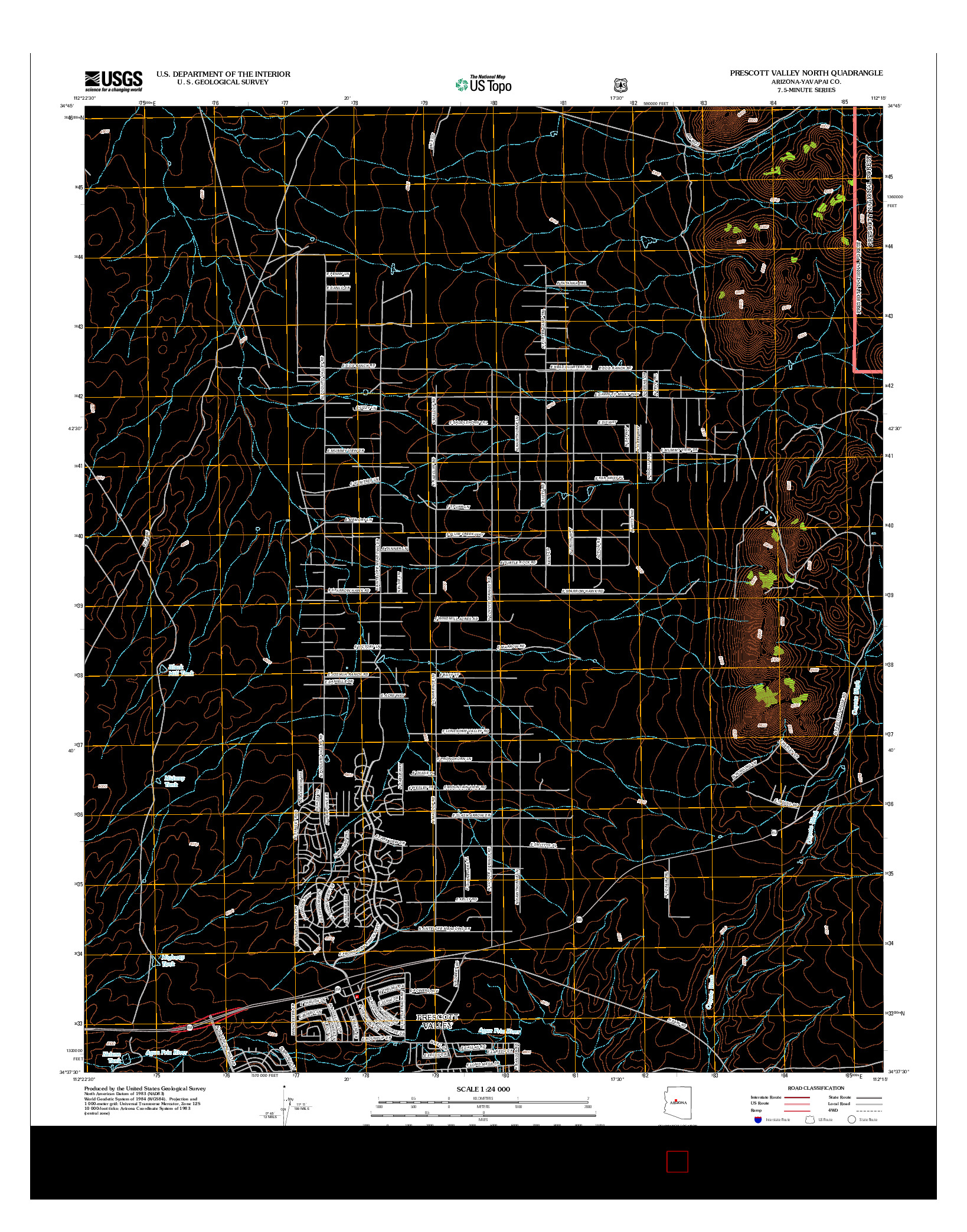 USGS US TOPO 7.5-MINUTE MAP FOR PRESCOTT VALLEY NORTH, AZ 2012