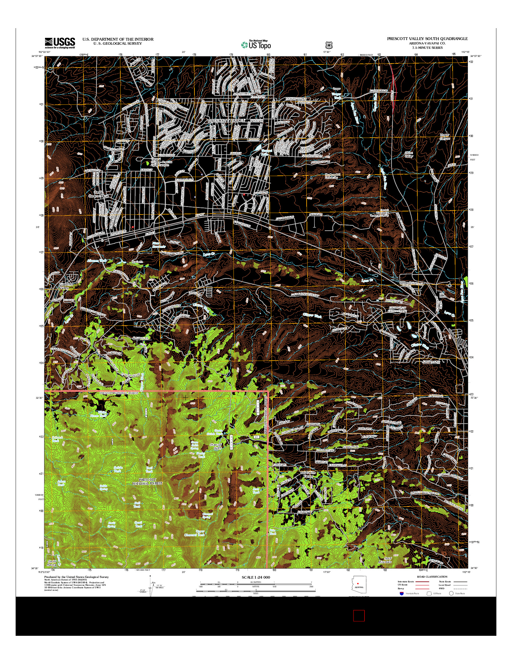 USGS US TOPO 7.5-MINUTE MAP FOR PRESCOTT VALLEY SOUTH, AZ 2012