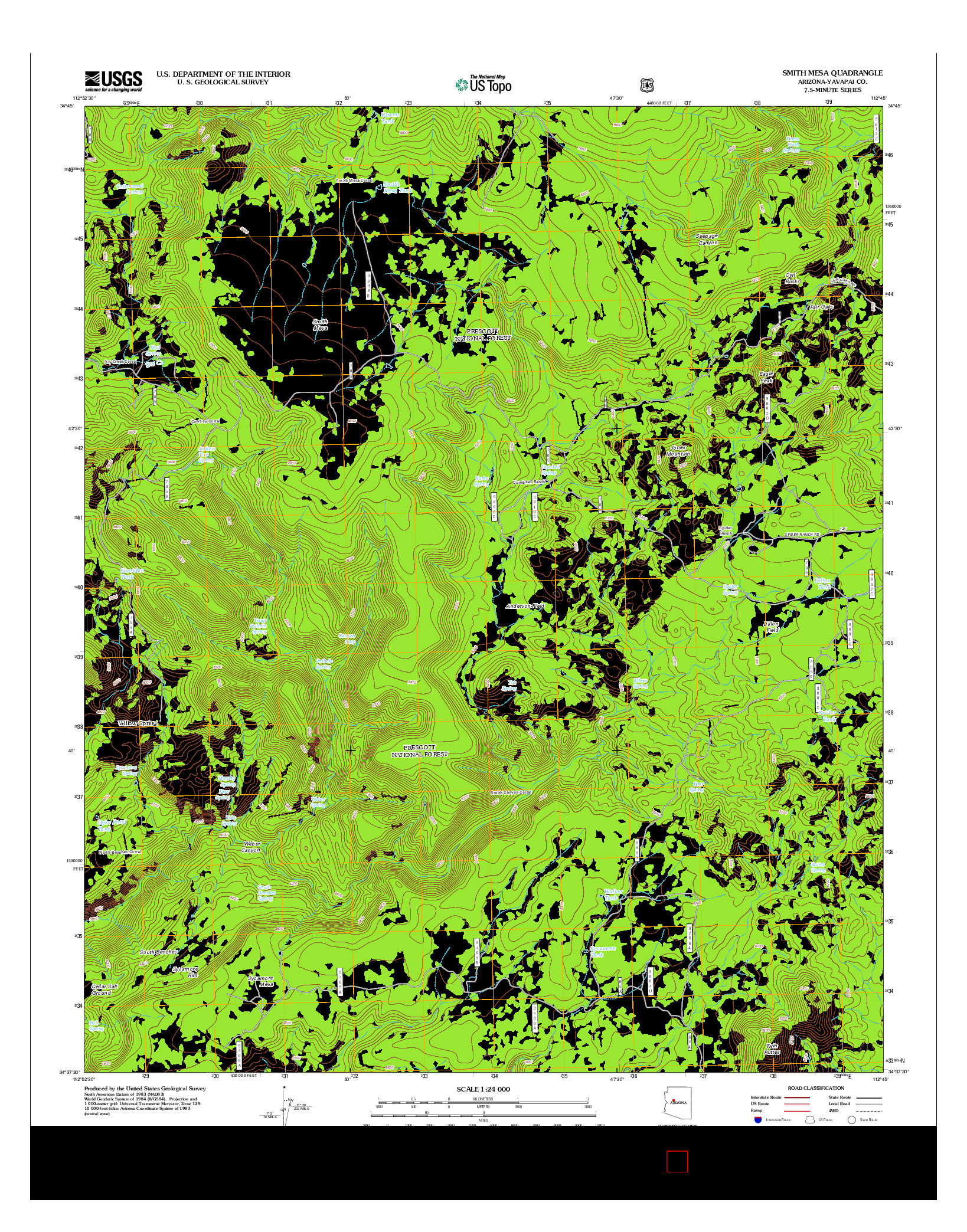 USGS US TOPO 7.5-MINUTE MAP FOR SMITH MESA, AZ 2012