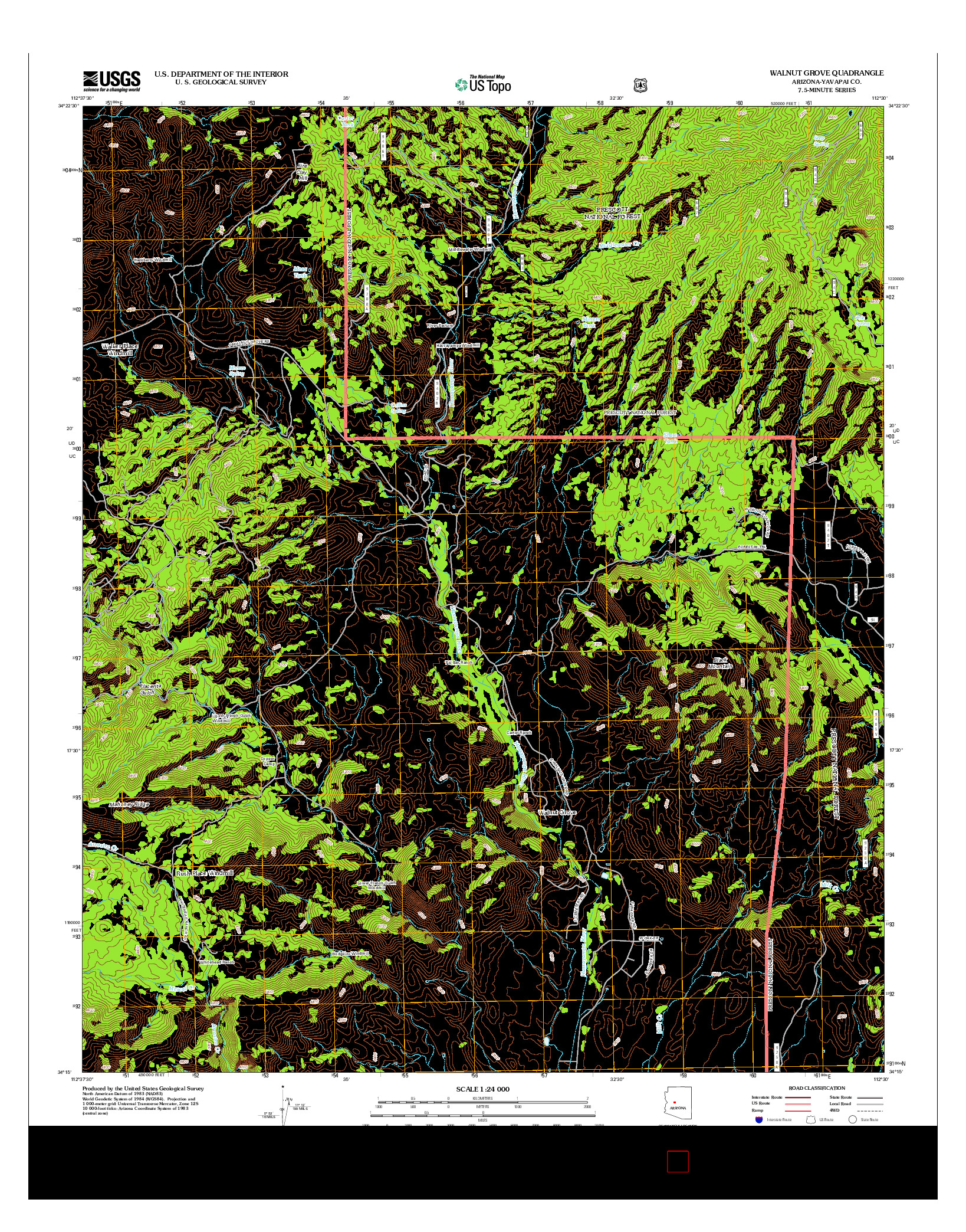 USGS US TOPO 7.5-MINUTE MAP FOR WALNUT GROVE, AZ 2012