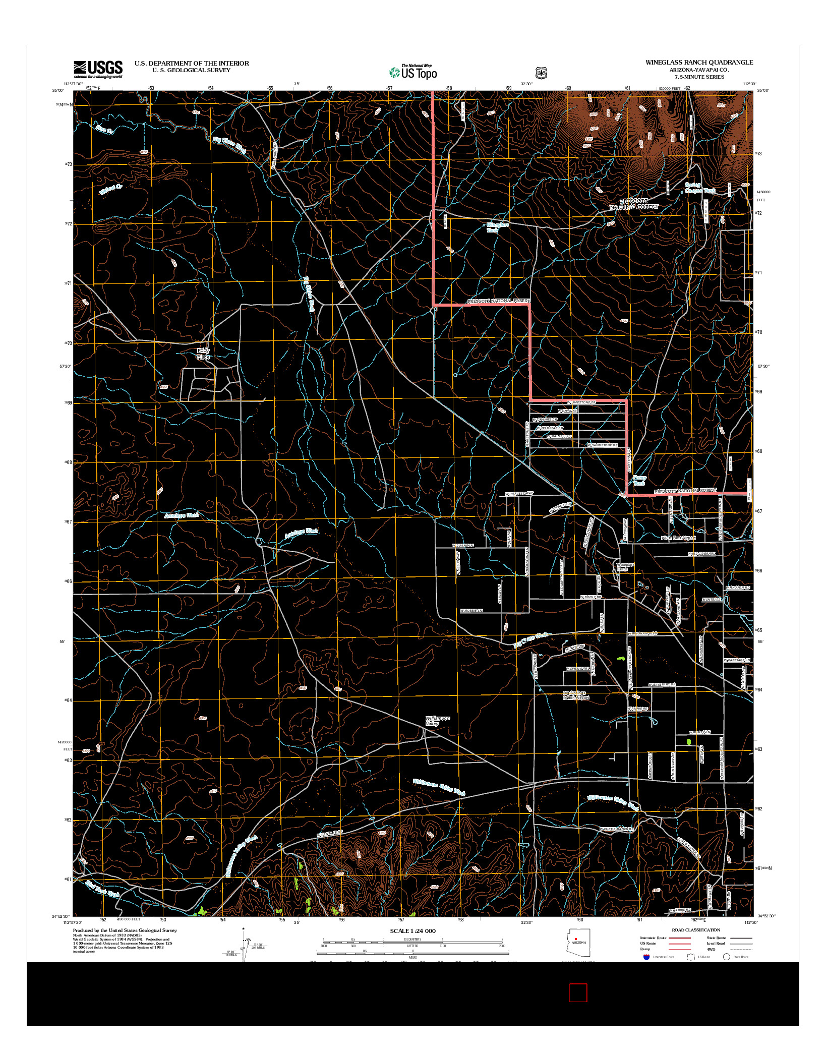 USGS US TOPO 7.5-MINUTE MAP FOR WINEGLASS RANCH, AZ 2012