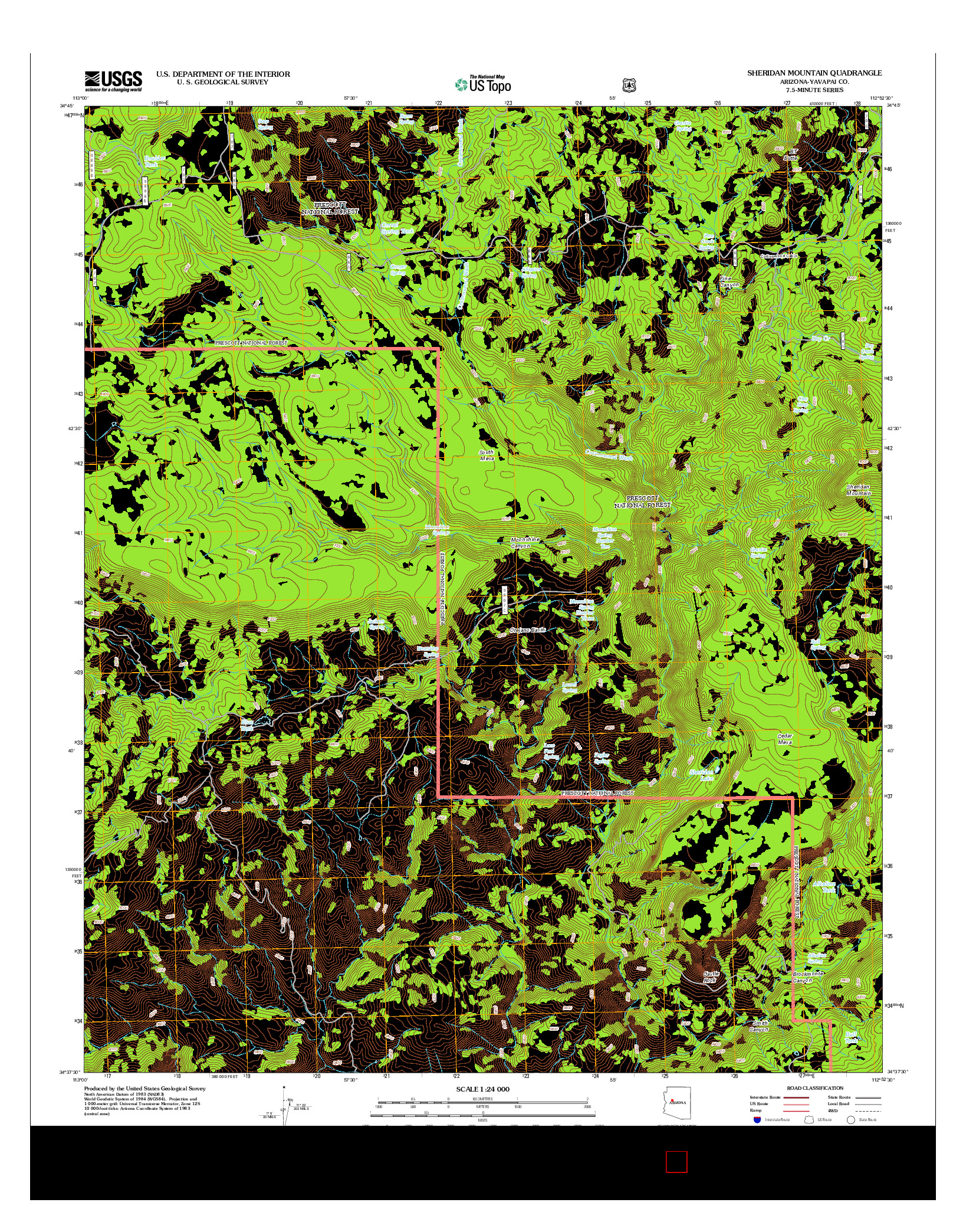 USGS US TOPO 7.5-MINUTE MAP FOR SHERIDAN MOUNTAIN, AZ 2012