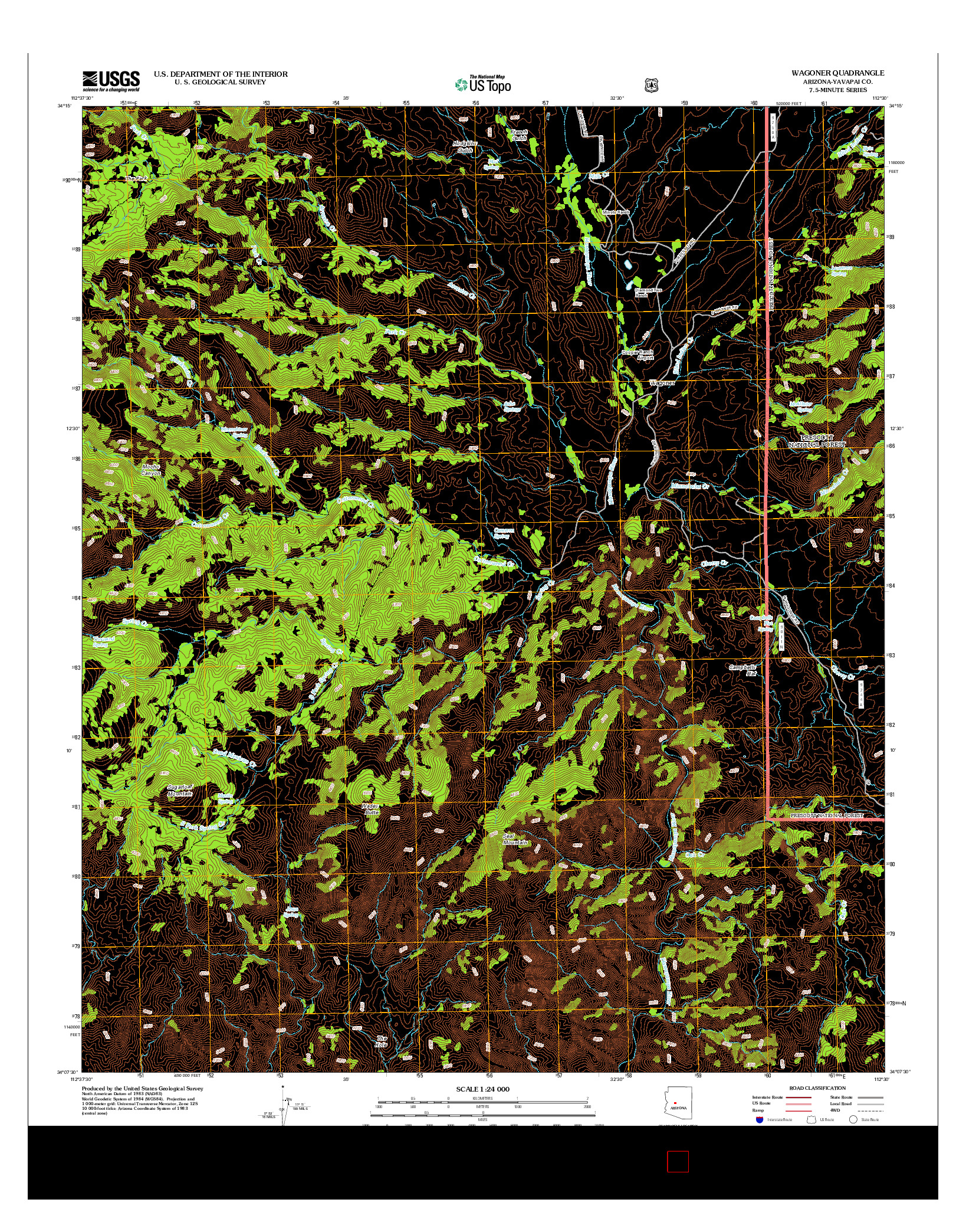 USGS US TOPO 7.5-MINUTE MAP FOR WAGONER, AZ 2012