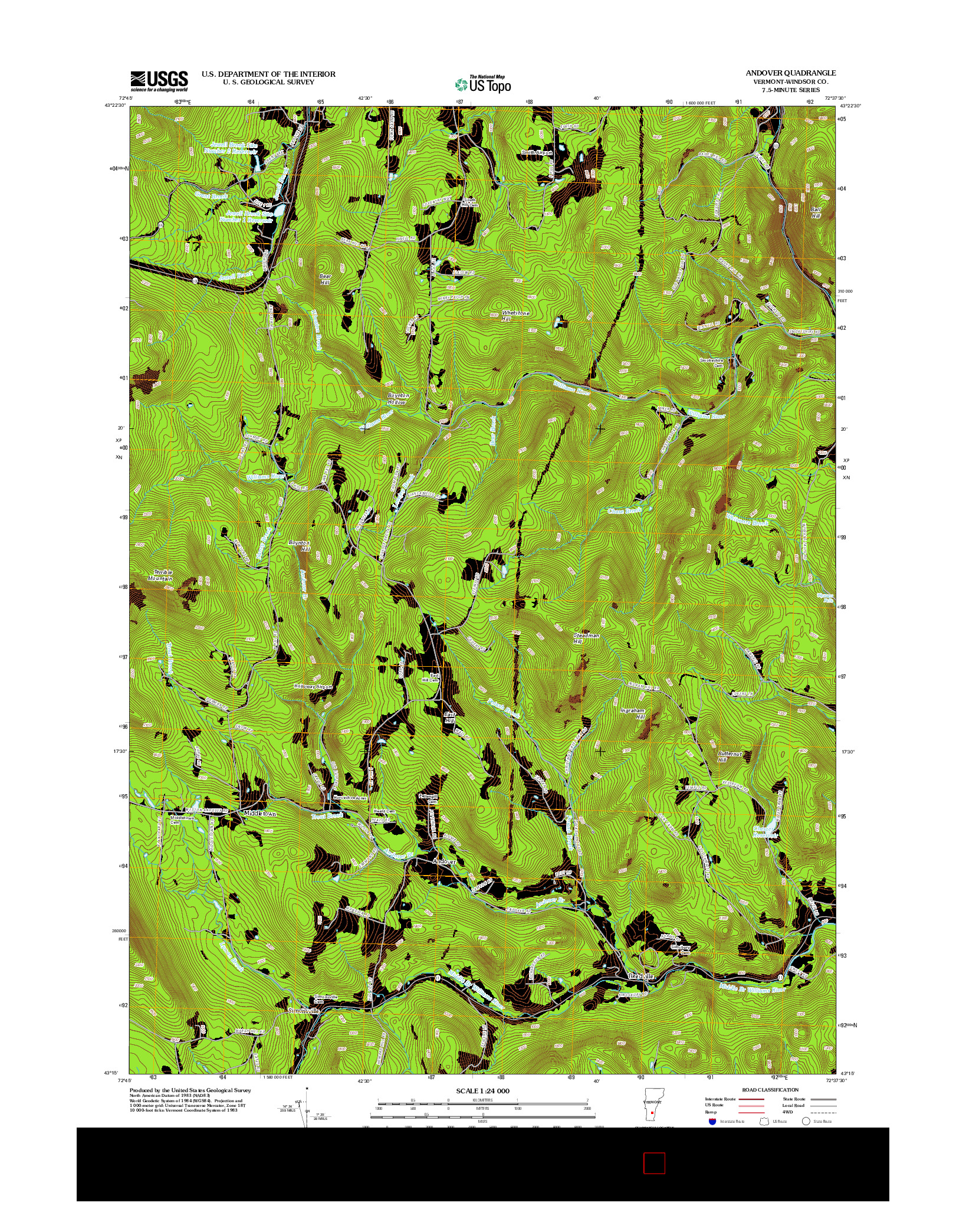 USGS US TOPO 7.5-MINUTE MAP FOR ANDOVER, VT 2012