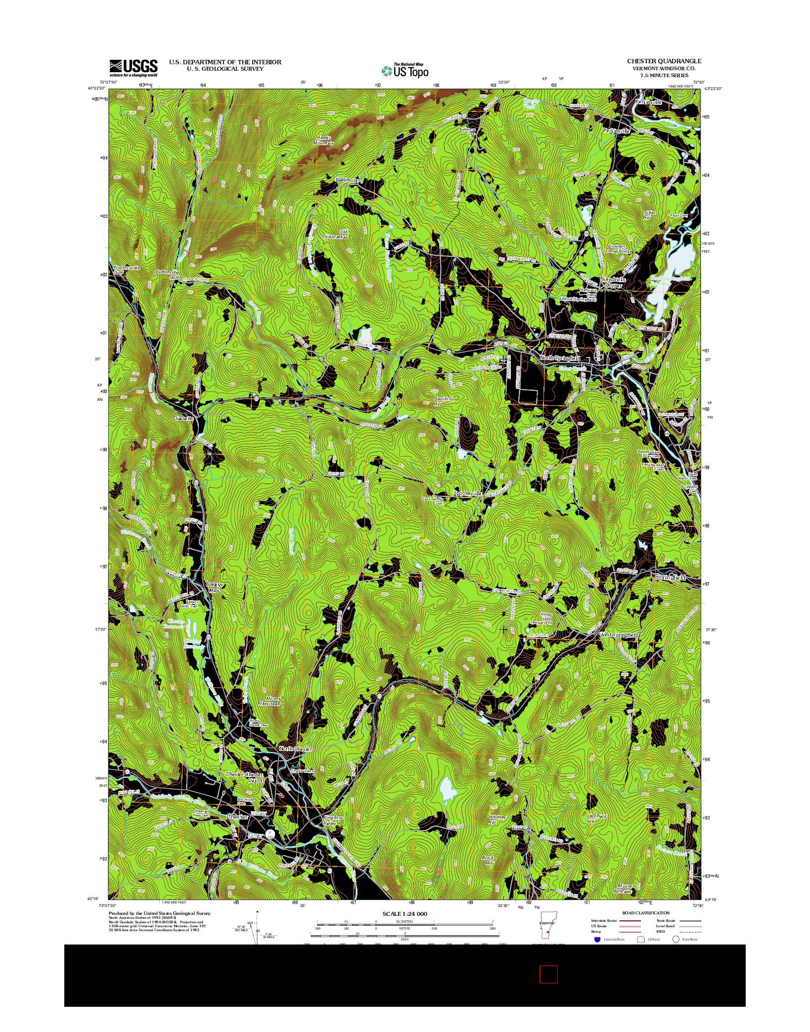 USGS US TOPO 7.5-MINUTE MAP FOR CHESTER, VT 2012