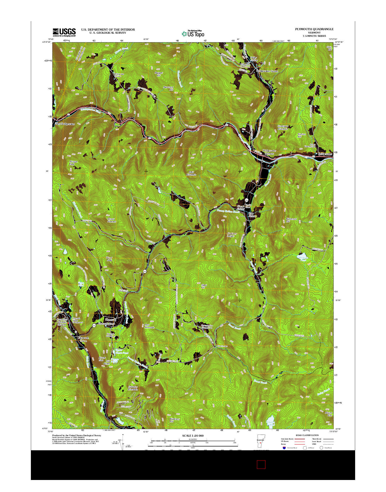 USGS US TOPO 7.5-MINUTE MAP FOR PLYMOUTH, VT 2012