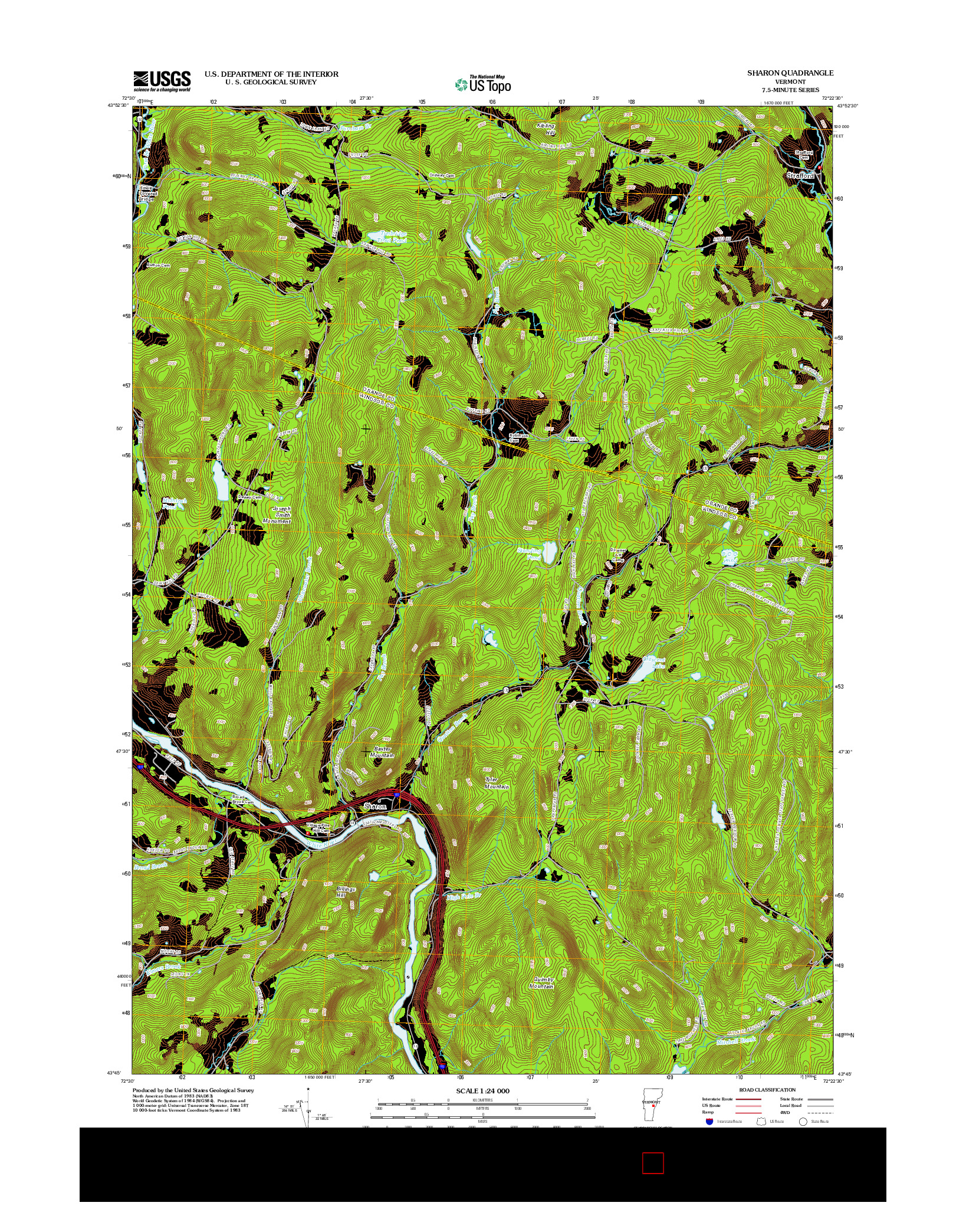 USGS US TOPO 7.5-MINUTE MAP FOR SHARON, VT 2012