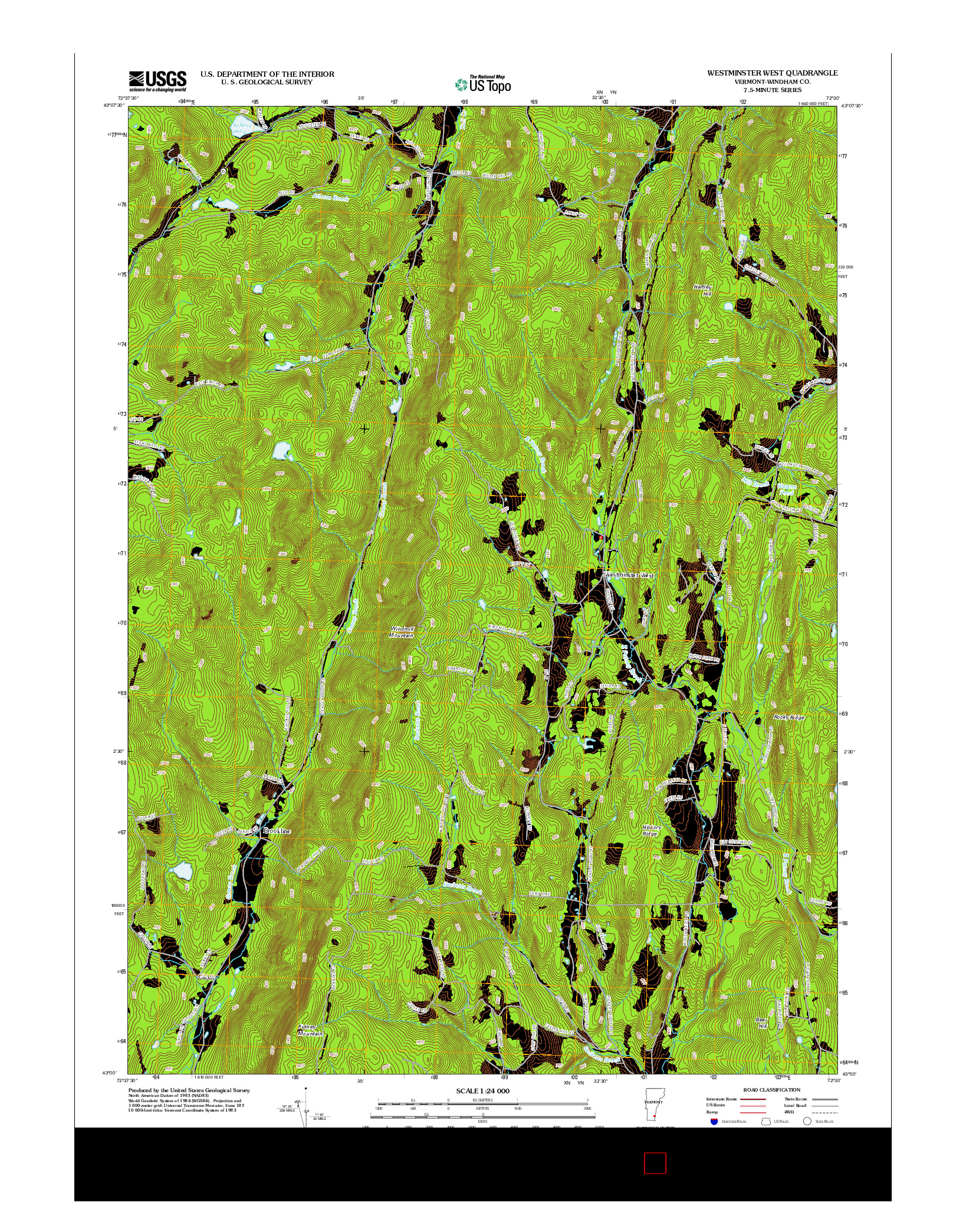 USGS US TOPO 7.5-MINUTE MAP FOR WESTMINSTER WEST, VT 2012