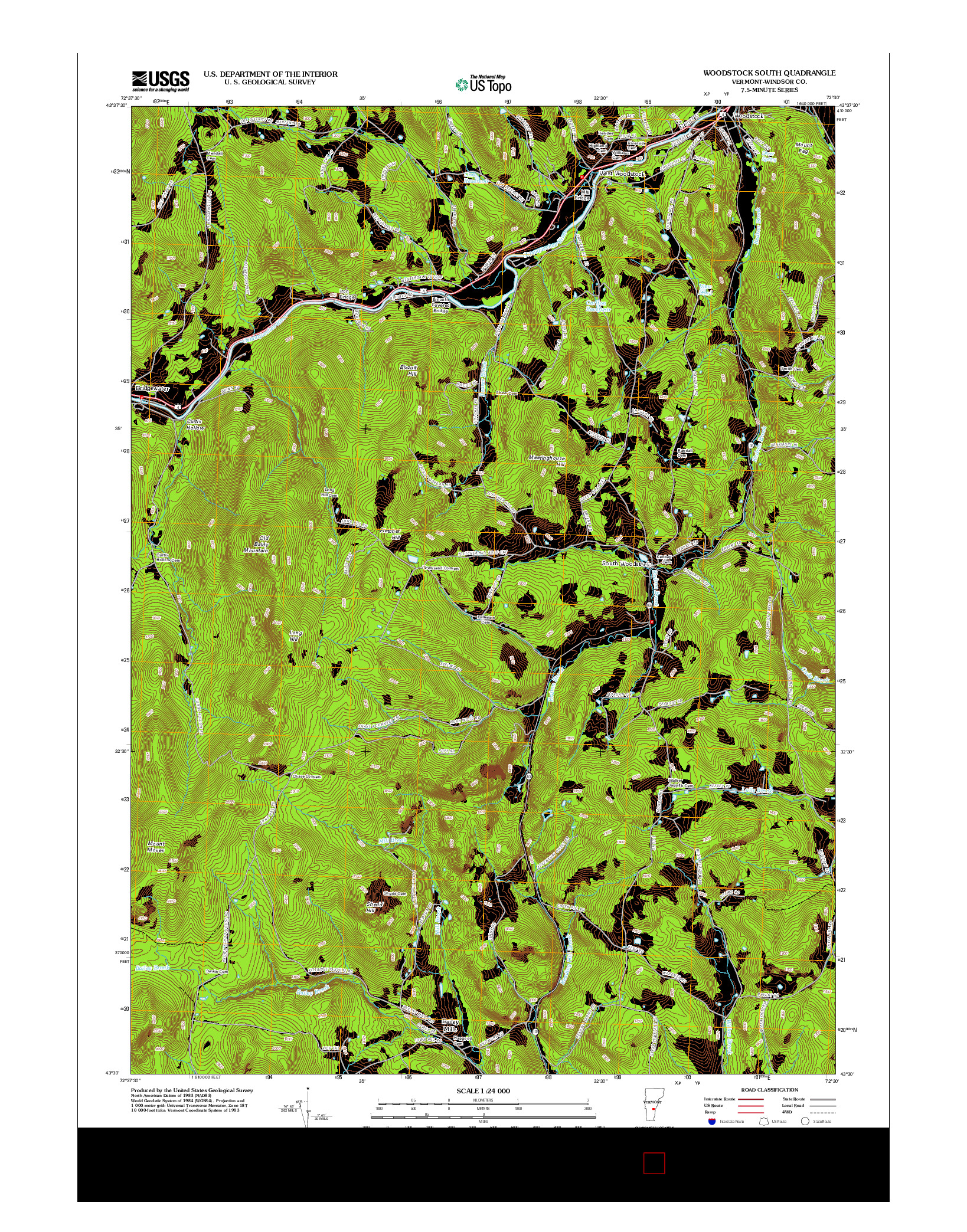 USGS US TOPO 7.5-MINUTE MAP FOR WOODSTOCK SOUTH, VT 2012