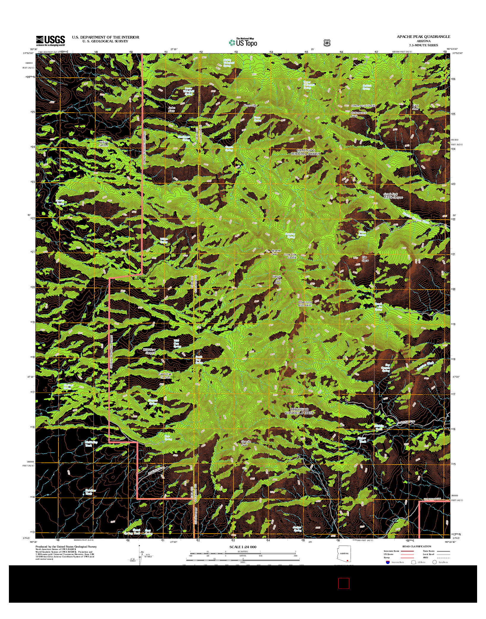 USGS US TOPO 7.5-MINUTE MAP FOR APACHE PEAK, AZ 2012