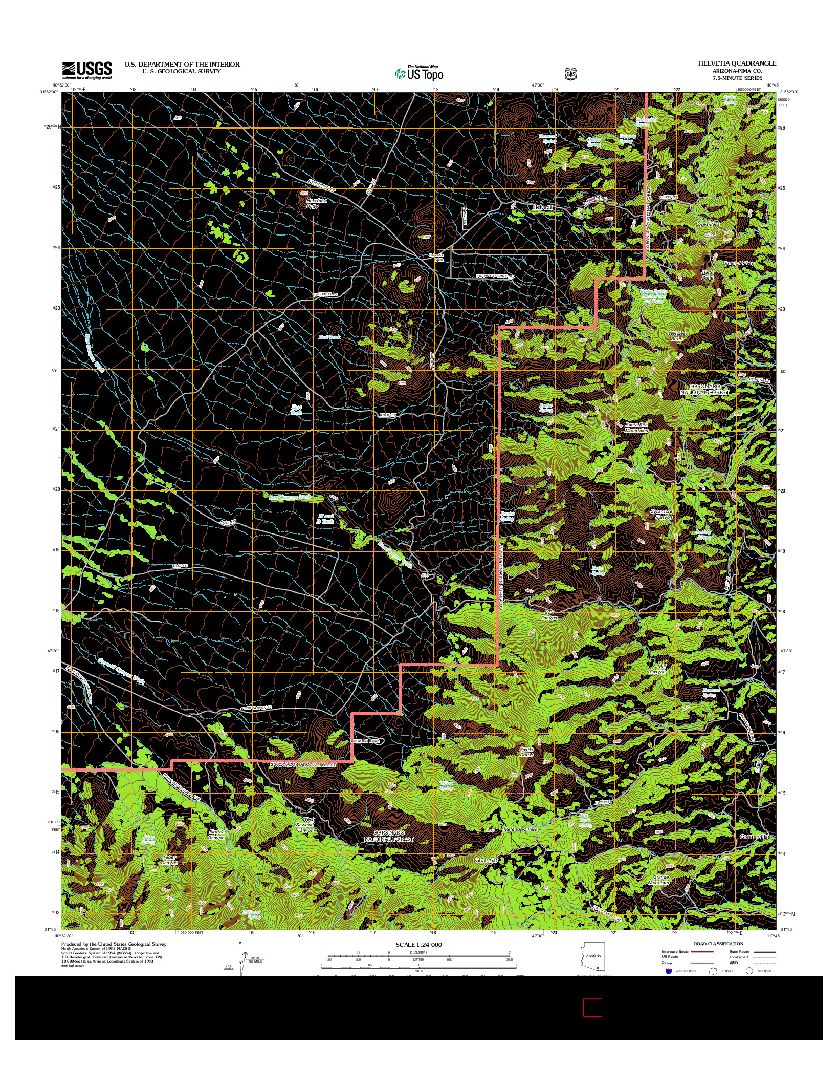 USGS US TOPO 7.5-MINUTE MAP FOR HELVETIA, AZ 2012