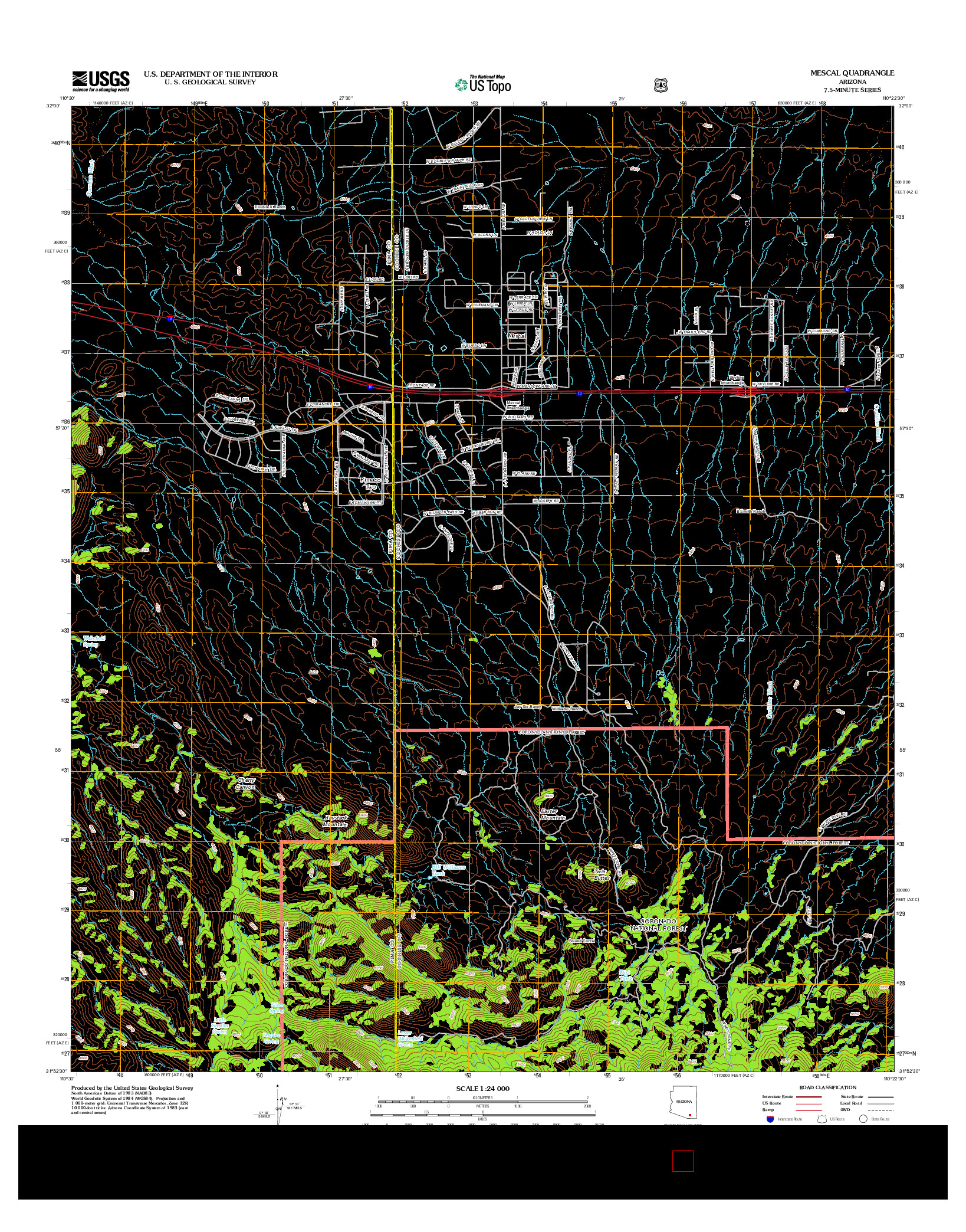 USGS US TOPO 7.5-MINUTE MAP FOR MESCAL, AZ 2012