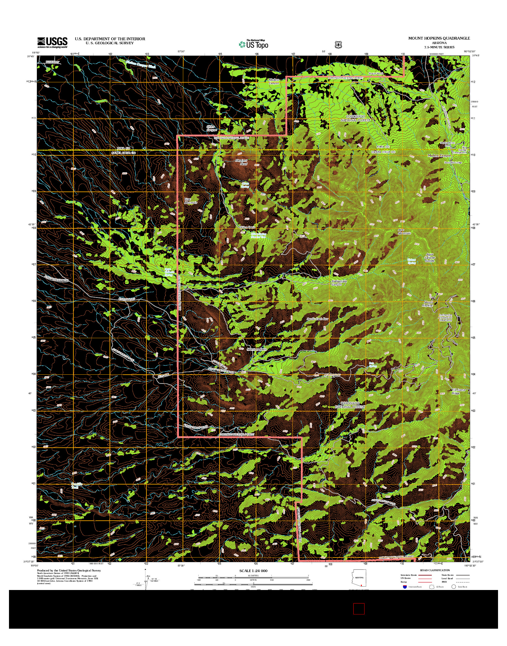 USGS US TOPO 7.5-MINUTE MAP FOR MOUNT HOPKINS, AZ 2012