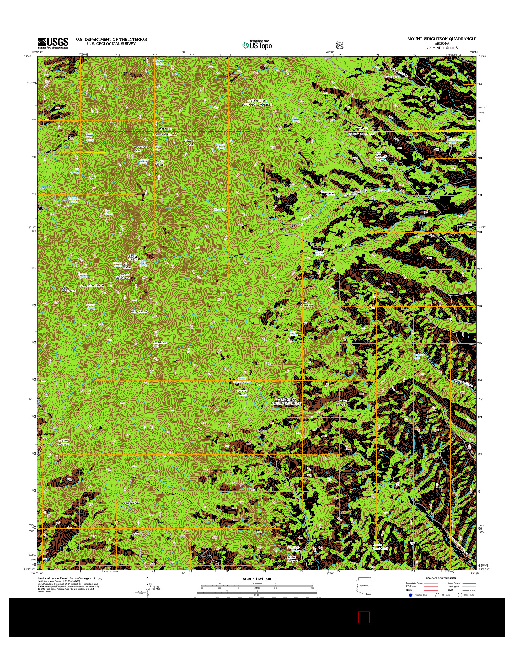 USGS US TOPO 7.5-MINUTE MAP FOR MOUNT WRIGHTSON, AZ 2012