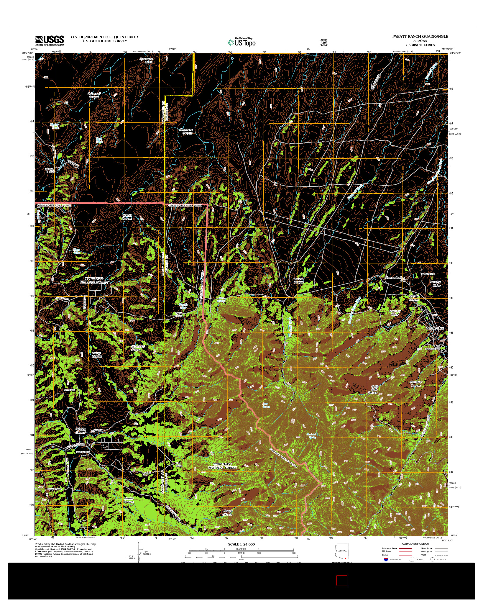 USGS US TOPO 7.5-MINUTE MAP FOR PYEATT RANCH, AZ 2012